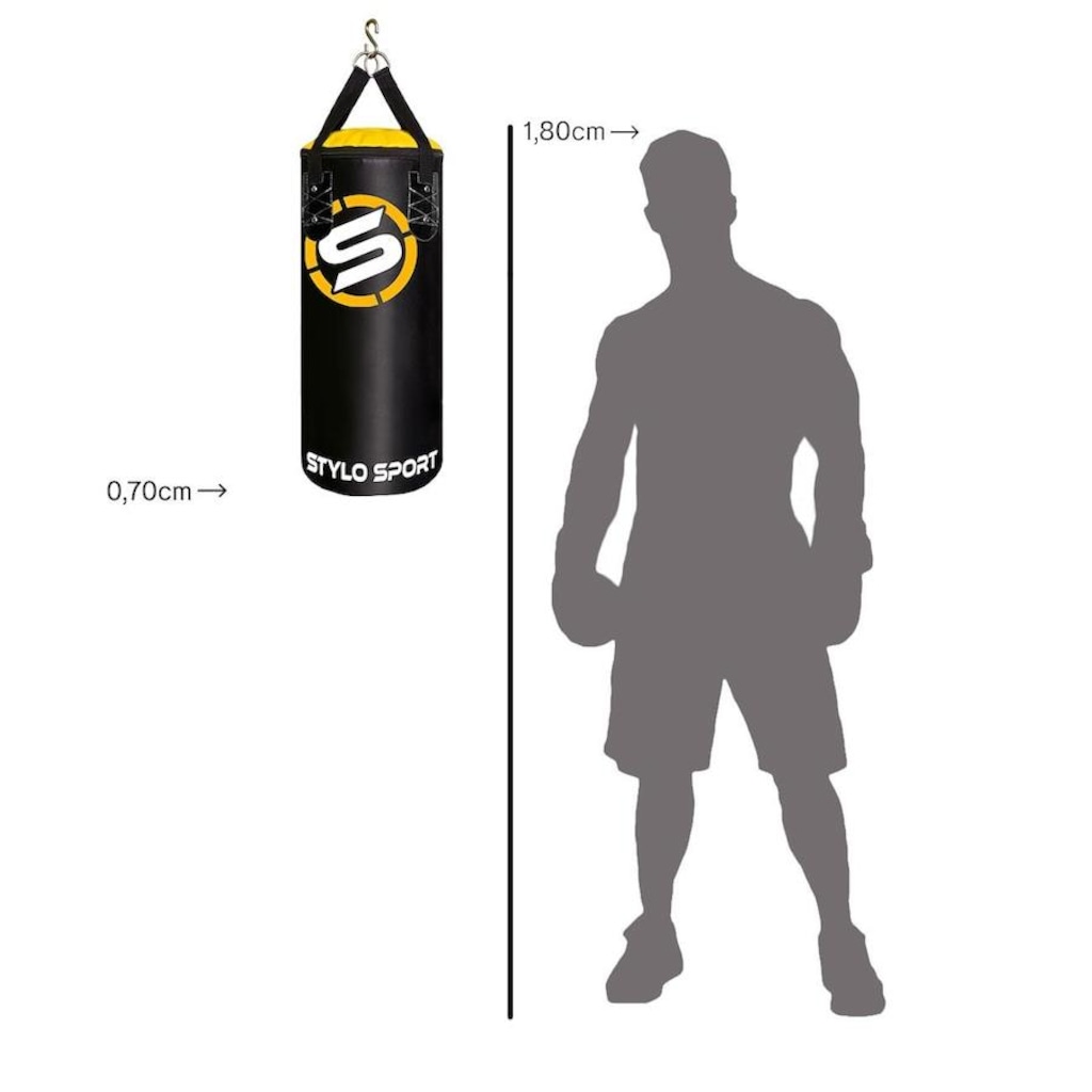 Imagem 2 do produto Saco de Pancada Boxe Stylo 70 + Luva de Treino Bate Saco Infantil