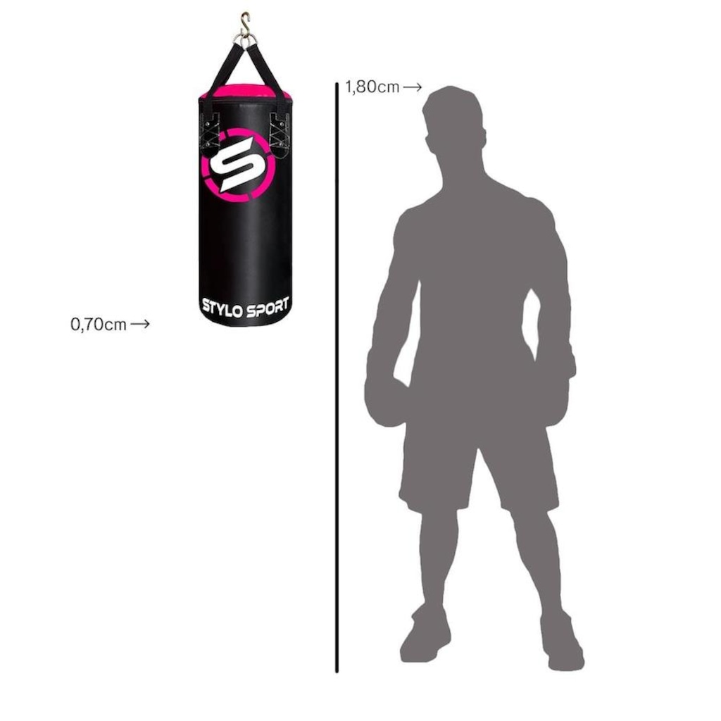 Imagem 2 do produto Saco de Pancada Boxe Stylo 70 + Luva de Treino Bate Saco Infantil