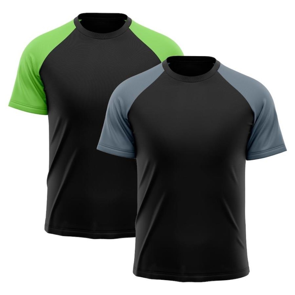 Camiseta Whats Wear Raglan Dry Fit com Proteção Solar UV - Masculina - 2 Unds