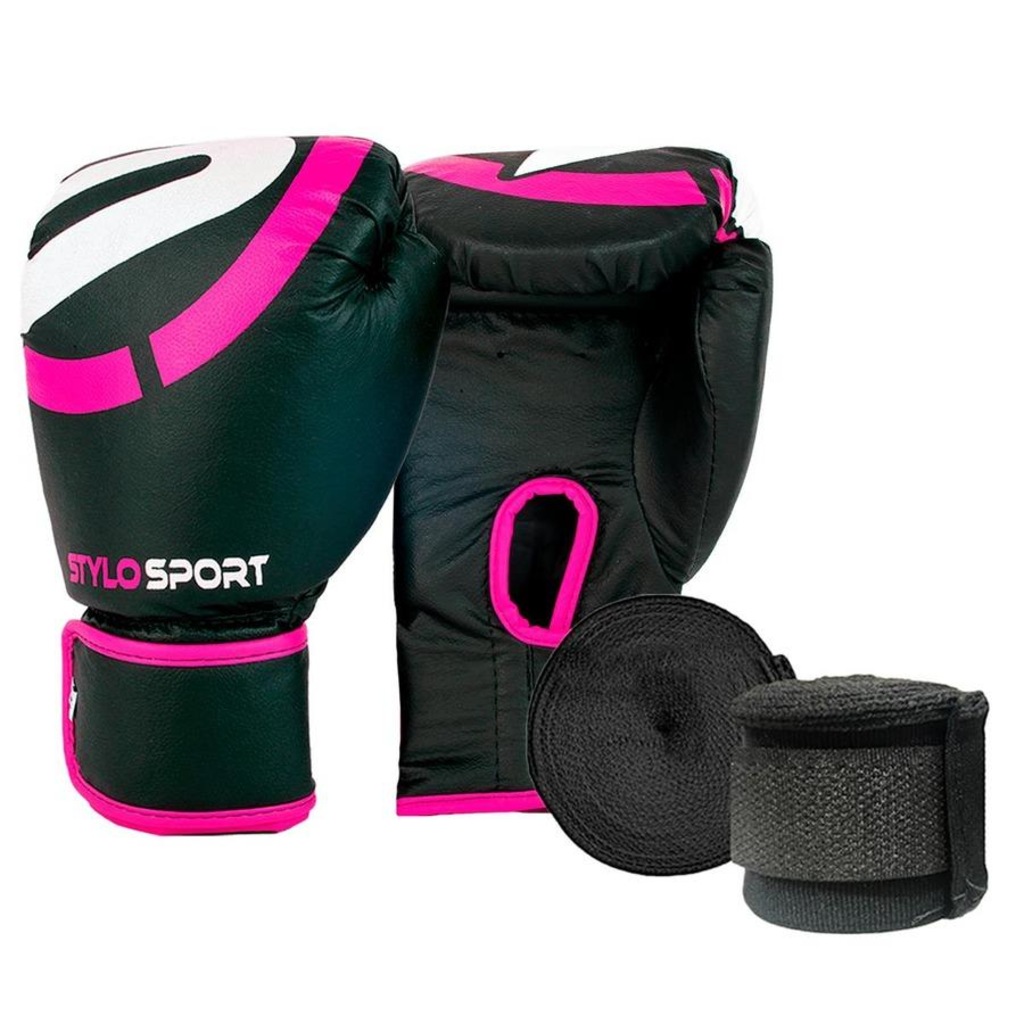 Luva Muay Thai Boxe Treino Profissional Stylo + Bandagem Elástica - Foto 1