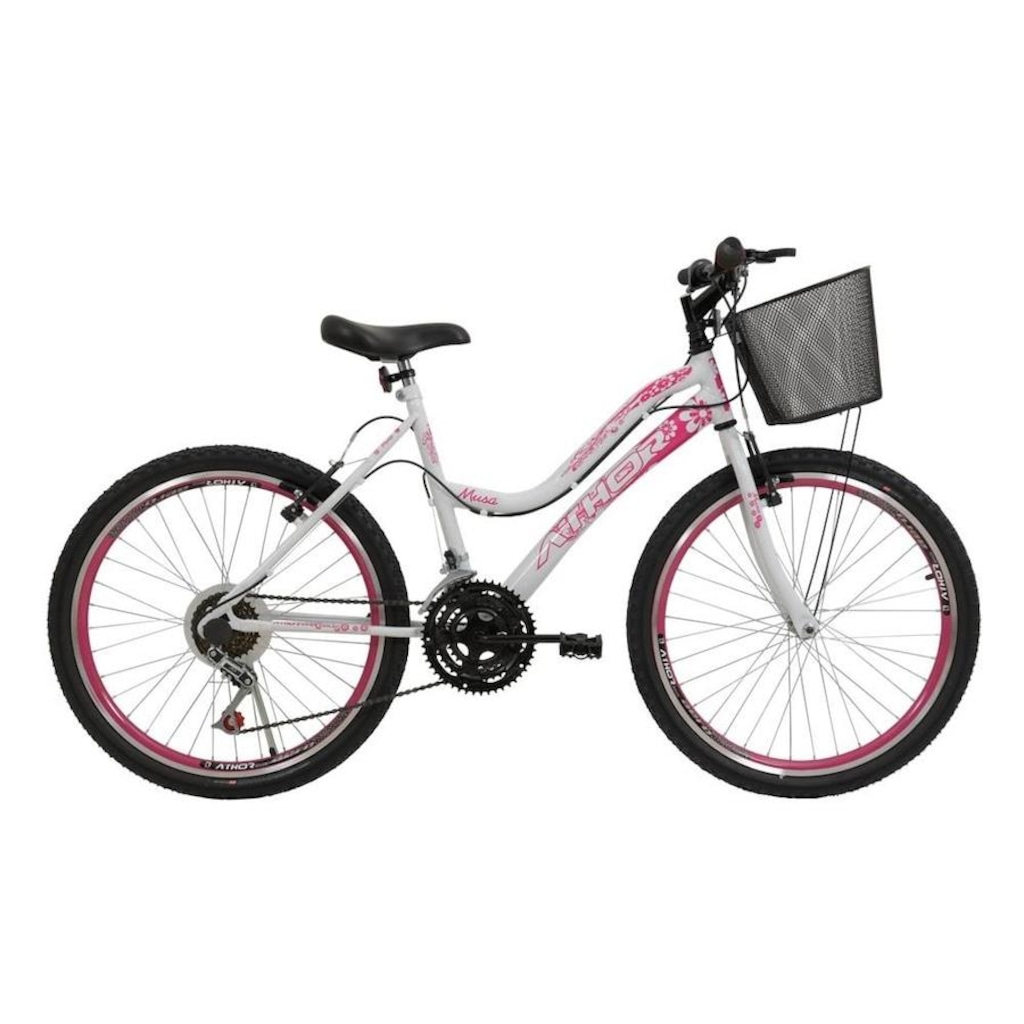 Bicicleta Aro 26 - Athor Musa - Freio V-Brake - 18 Marchas com Cesta - Feminina - Foto 1