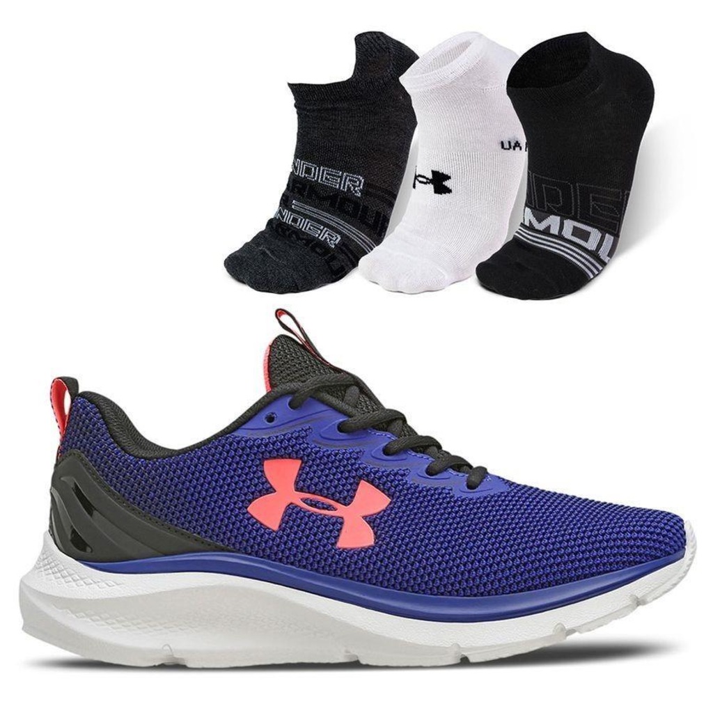 Kit Tênis Under Armour Charged Fleet + Meia Essential - 3 pares - Unissex - Foto 1