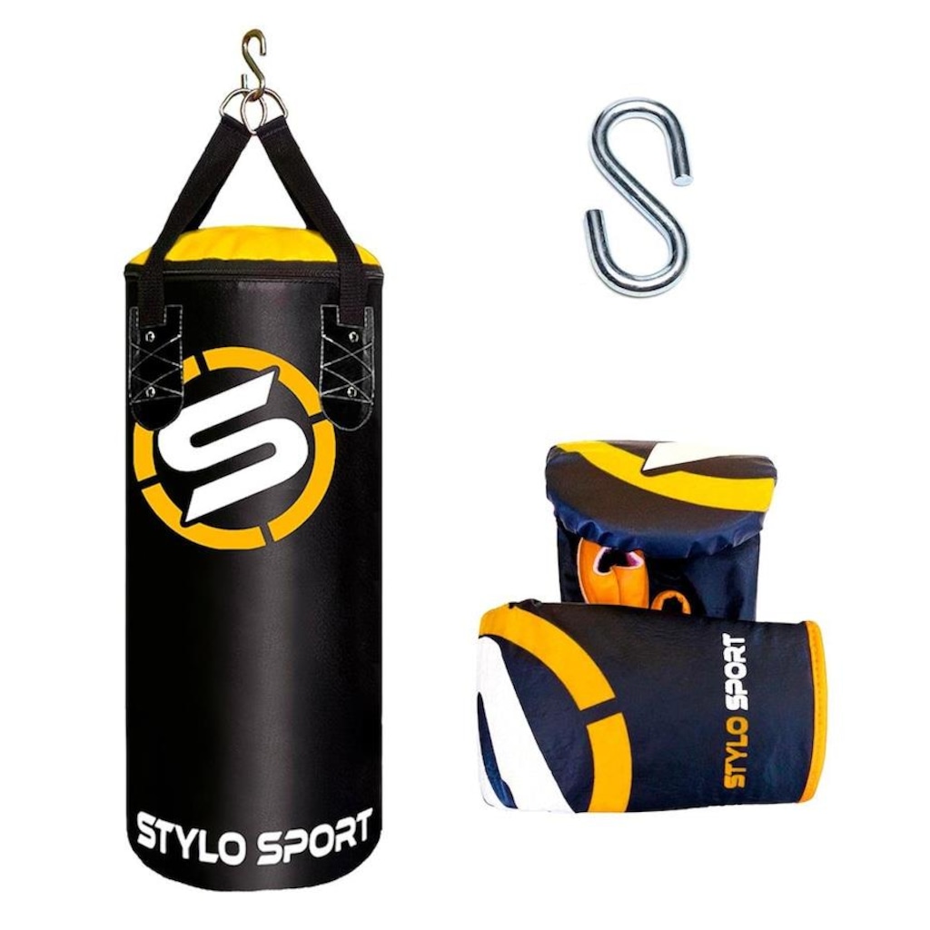 Saco de Pancada Stylo 70cm + Luva Treino Bate Saco Adulto