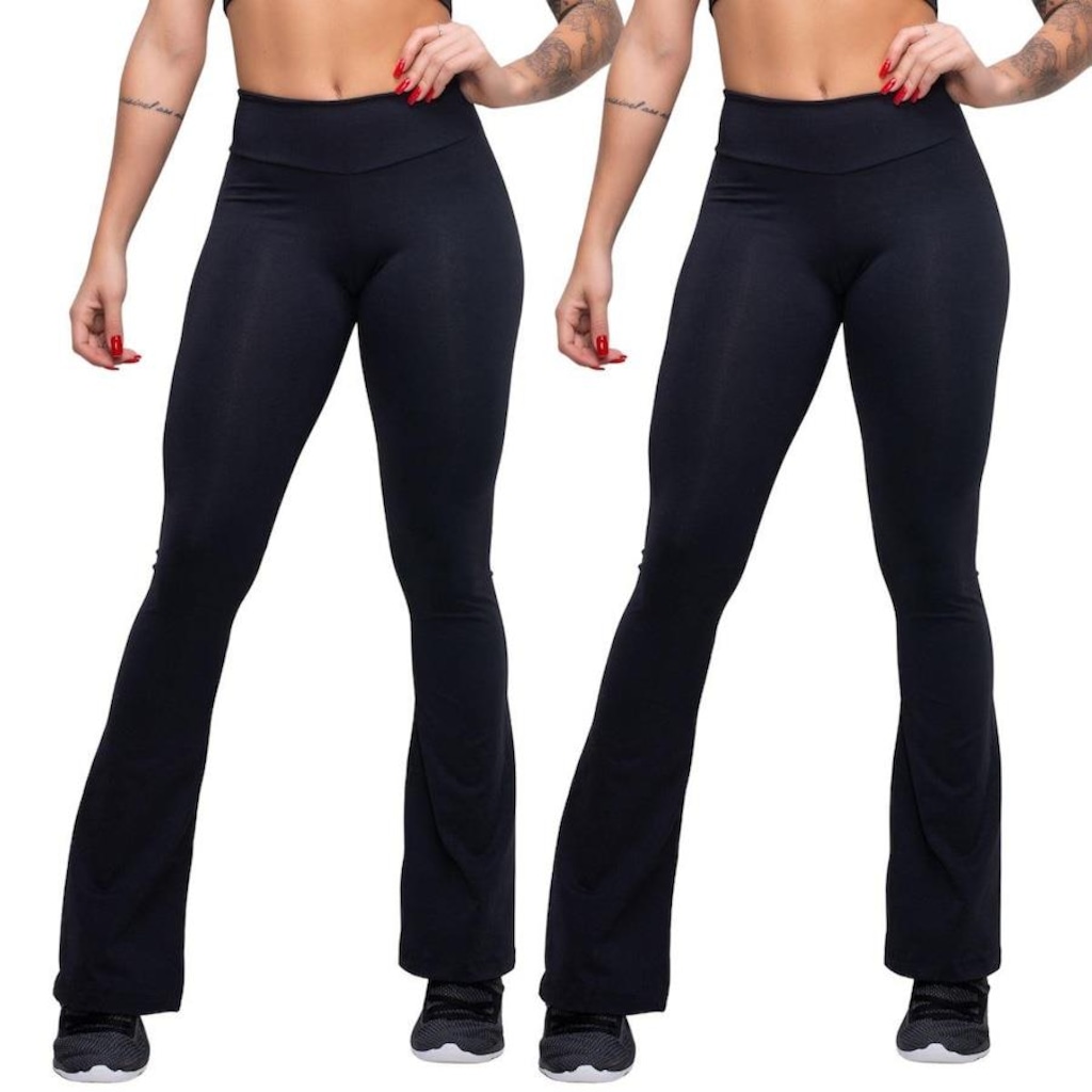 Calças Flare Bailarina Belmento Suplex Cintura Alta - Feminina - 2 Unda