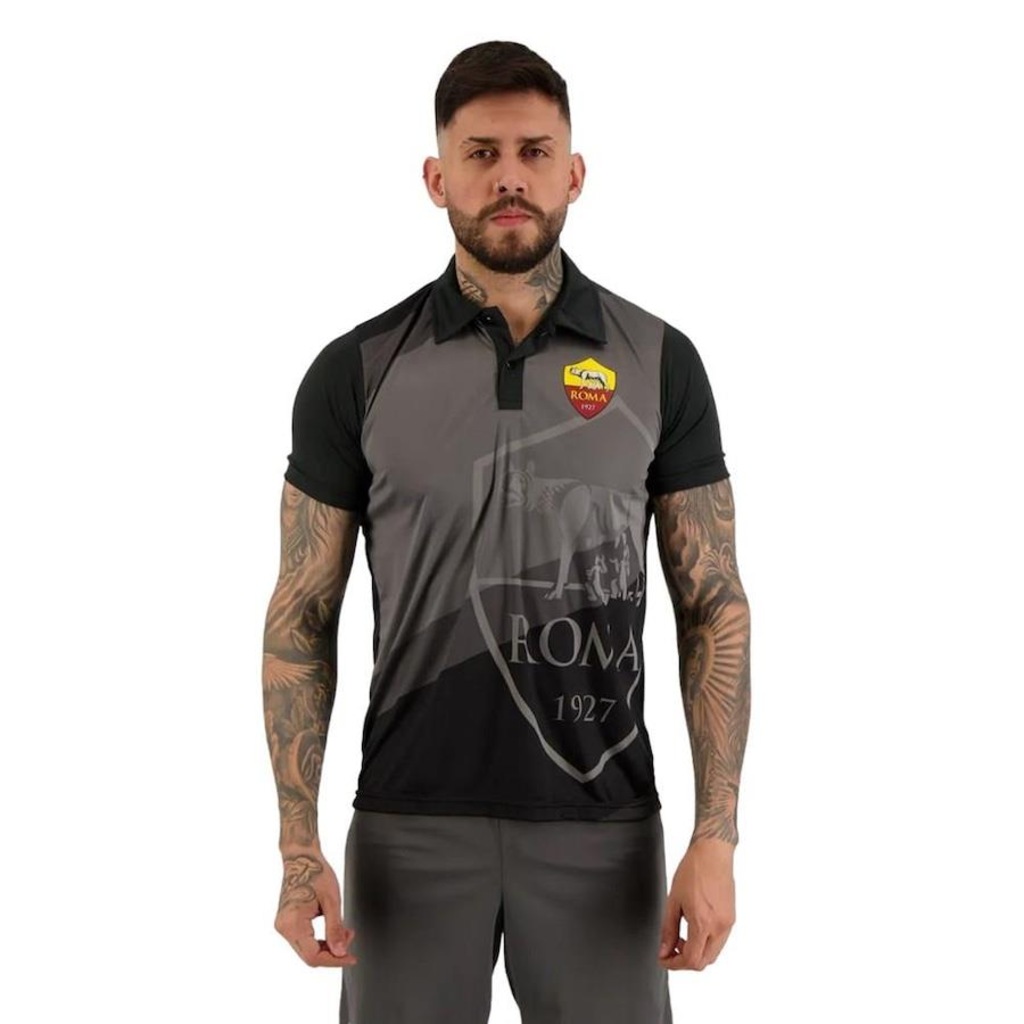 Camisa Polo AS Roma Pattern - Masculina - Foto 1