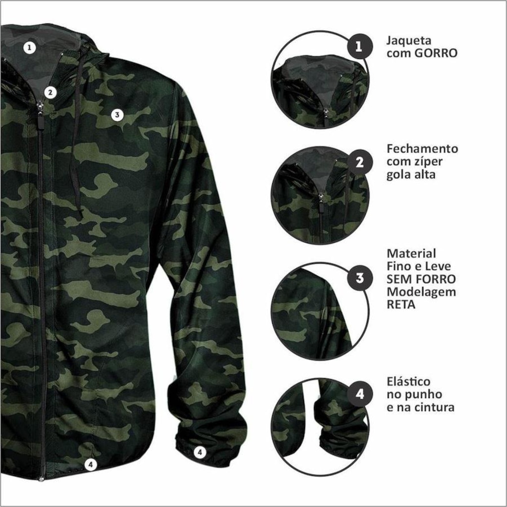 Imagem 3 do produto Jaqueta Corta Vento com Capuz WSS Light Classic - Masculina