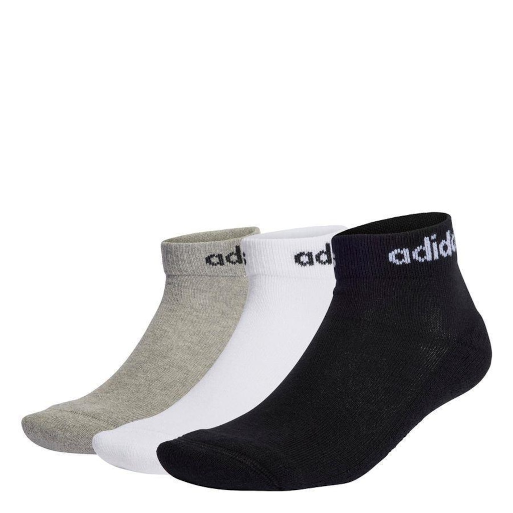 Kit de Meias Sapatilha adidas Logo Linear Ankle com 3 Pares - Adulto