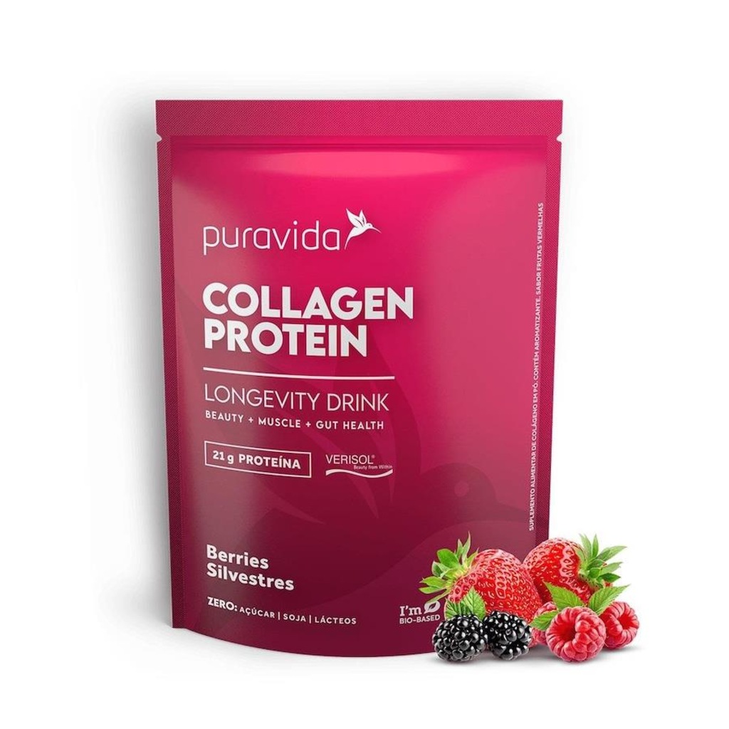 Collagen Protein Verisol Puravida - Berries Silvestre - 450g - Foto 1