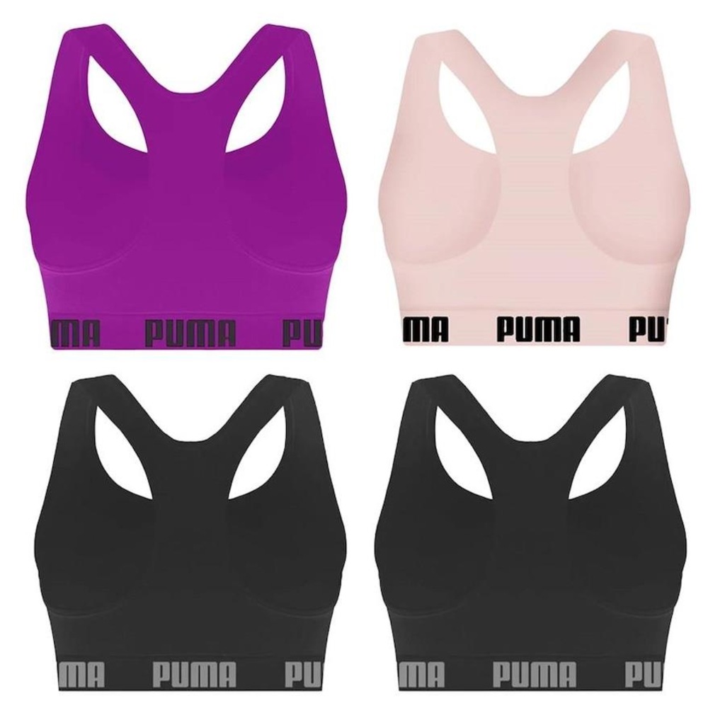 Imagem 2 do produto Kit Top Fitness Puma Nadador sem Costura - Feminino - 4 unidades