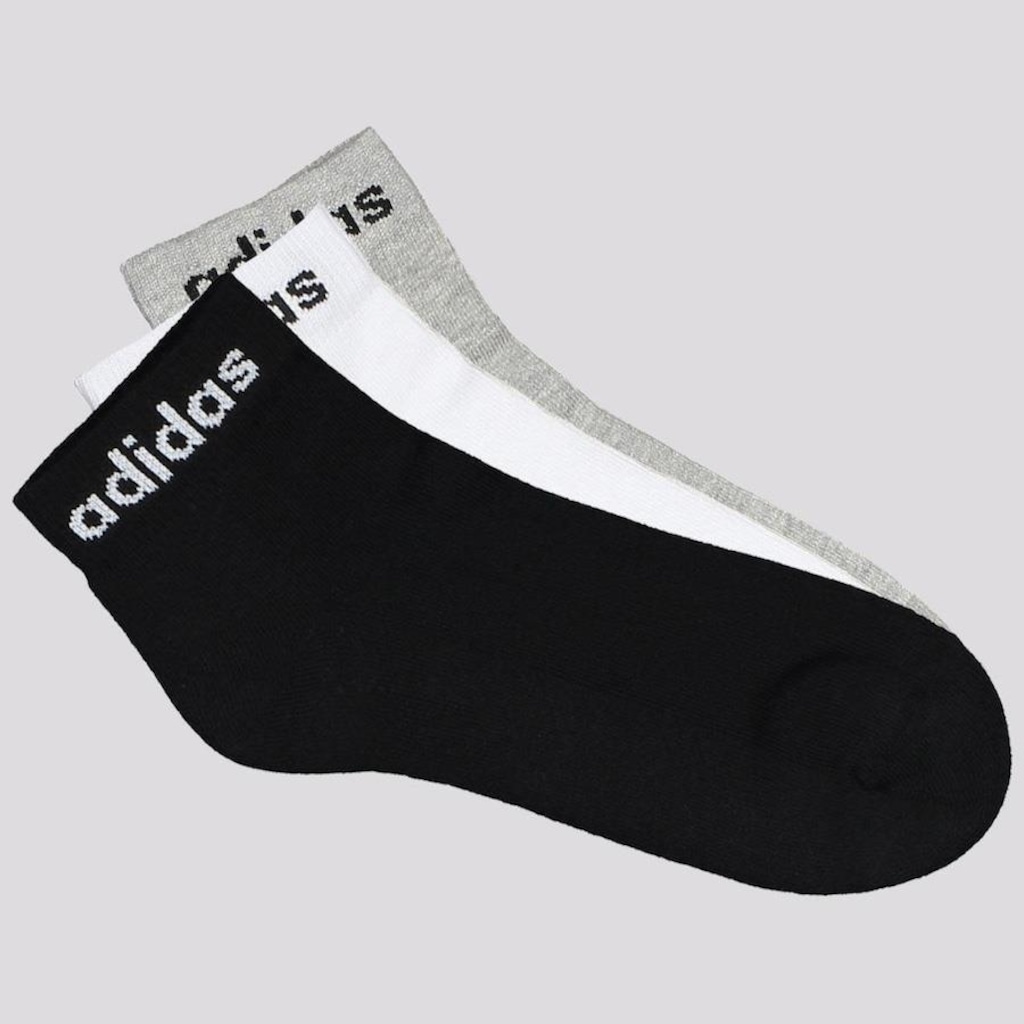 Kit de Meias Sapatilha adidas Logo Linear Ankle Com 3 Pares - Adulto