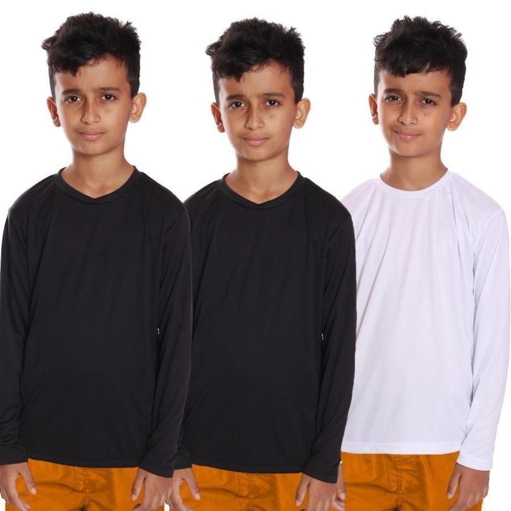 Kit Camisetas Manga Longa Dellas Fit Térmica - 3 Unidades - Infantil