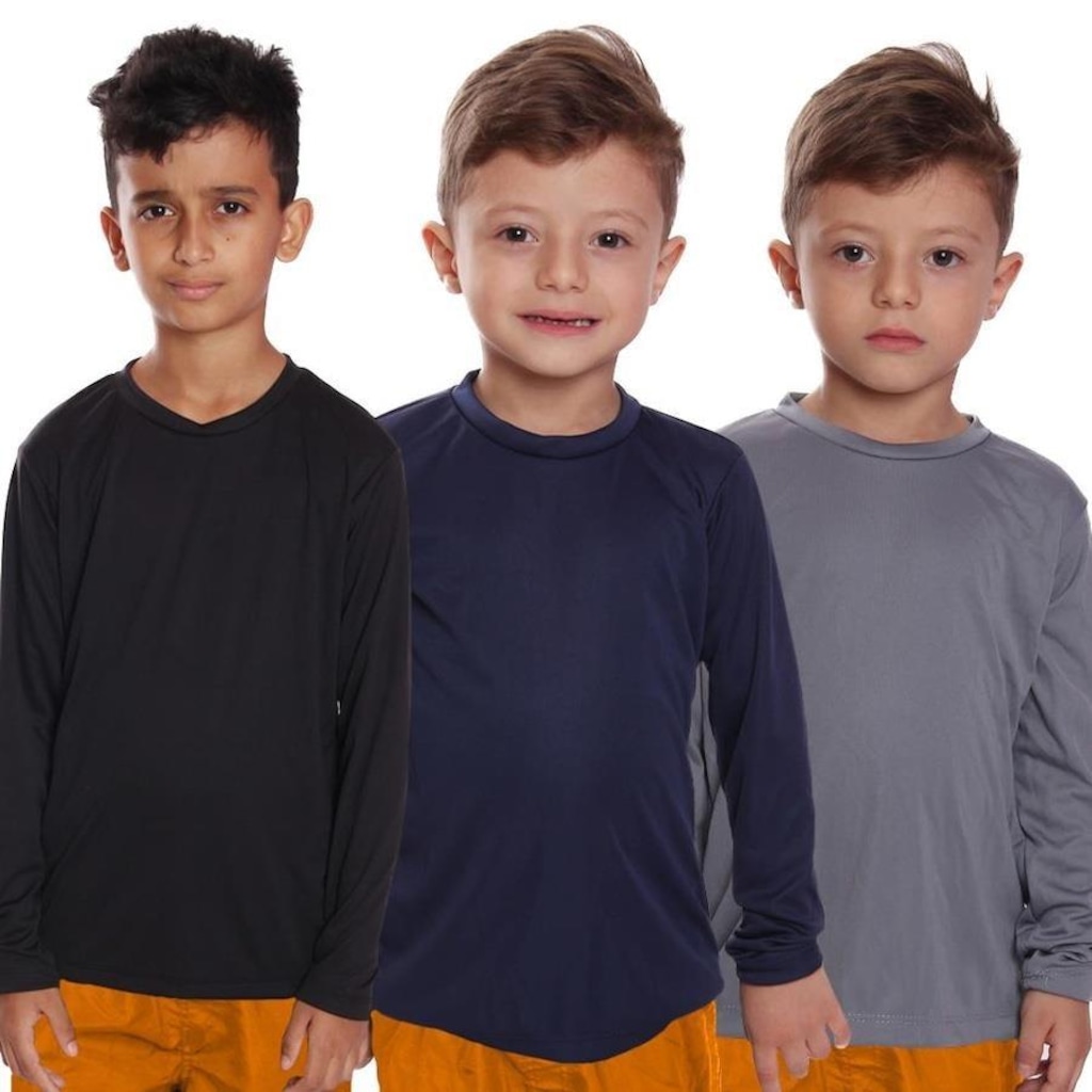 Kit Camisetas Manga Longa Dellas Fit Térmica - 3 Unidades - Infantil