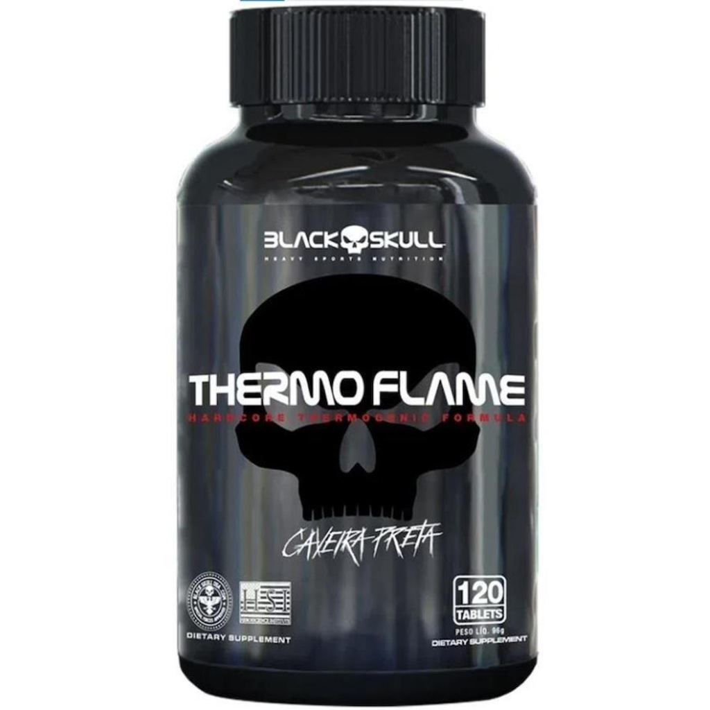 Termogênico Black Skull Thermo Flame Hardcore Cafeína Maior Foco - 120 Cápsulas - Foto 1
