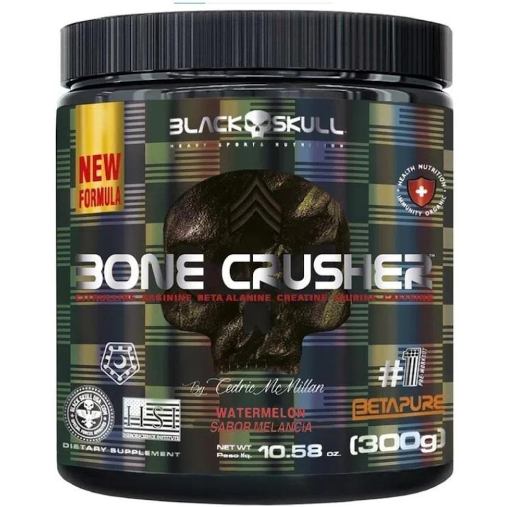 Pré Treino Black Skull Bone Crusher Importado Creatina Beta Alanina - Melancia - 300g - Foto 1