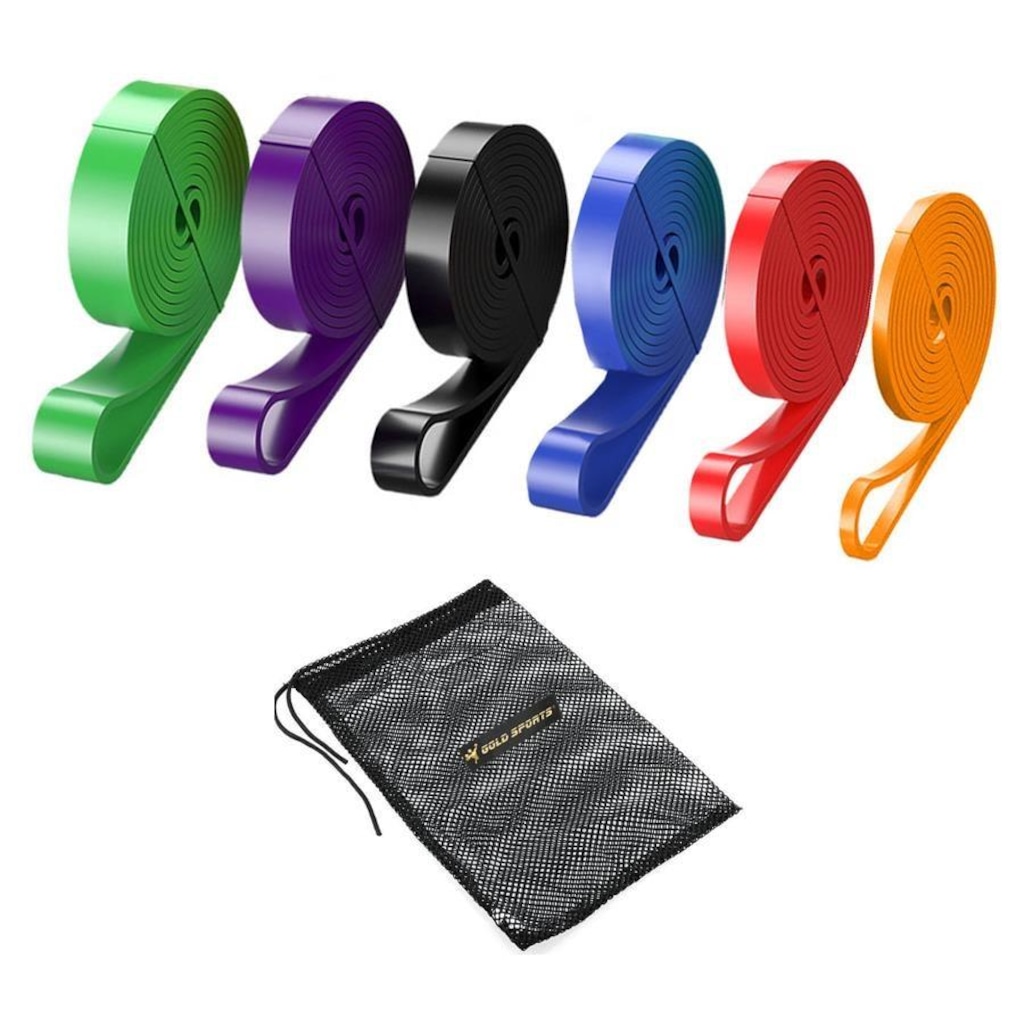 Imagem 3 do produto Kit Super Bandas Elásticas Gold Sports Resistência Cross Trainner AD - com 6 Intensidades