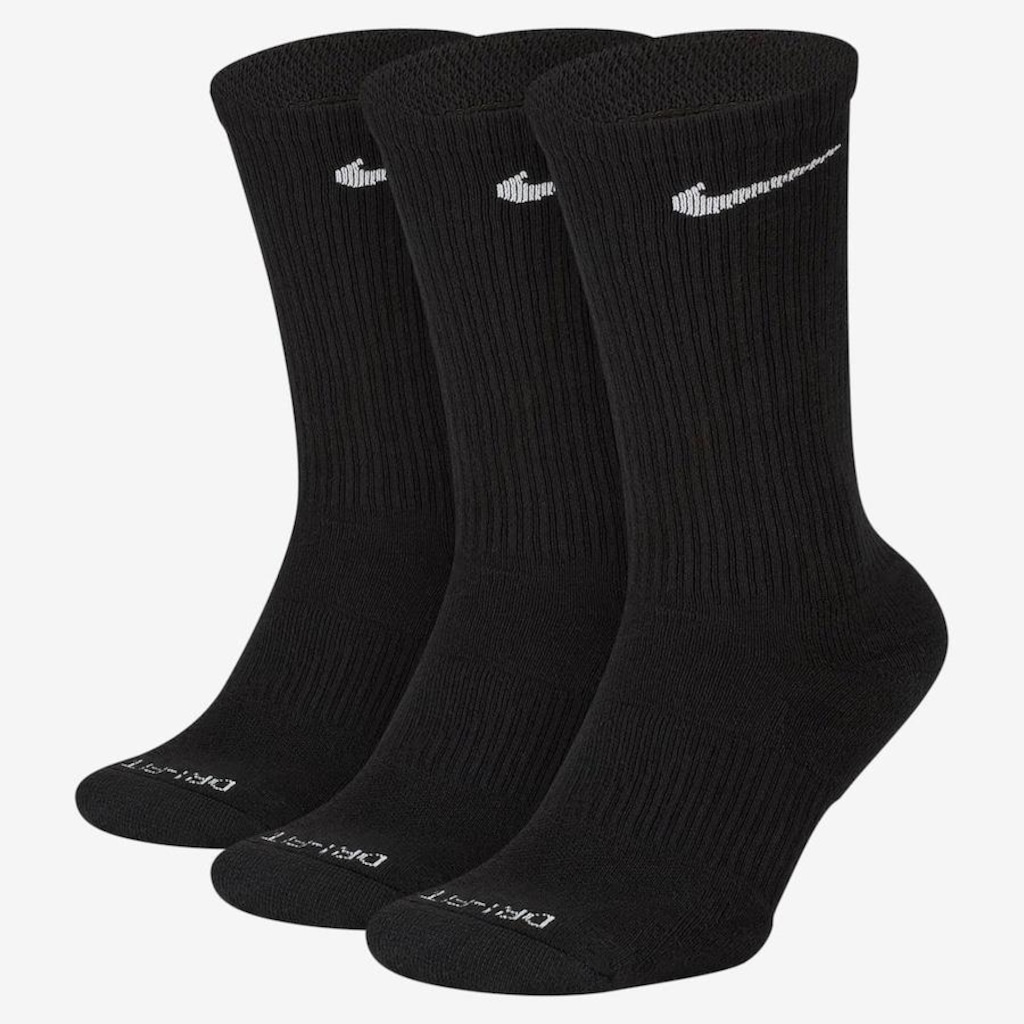 Meias Nike Everyday Plus Cushioned - Adulto - 3 Pares