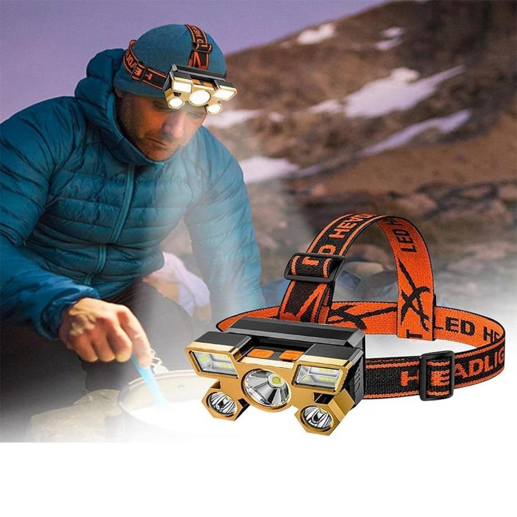 Imagem 4 do produto Lanterna de Cabeça SML 5 LED´s Super Forte Recarregável Resistente a Água