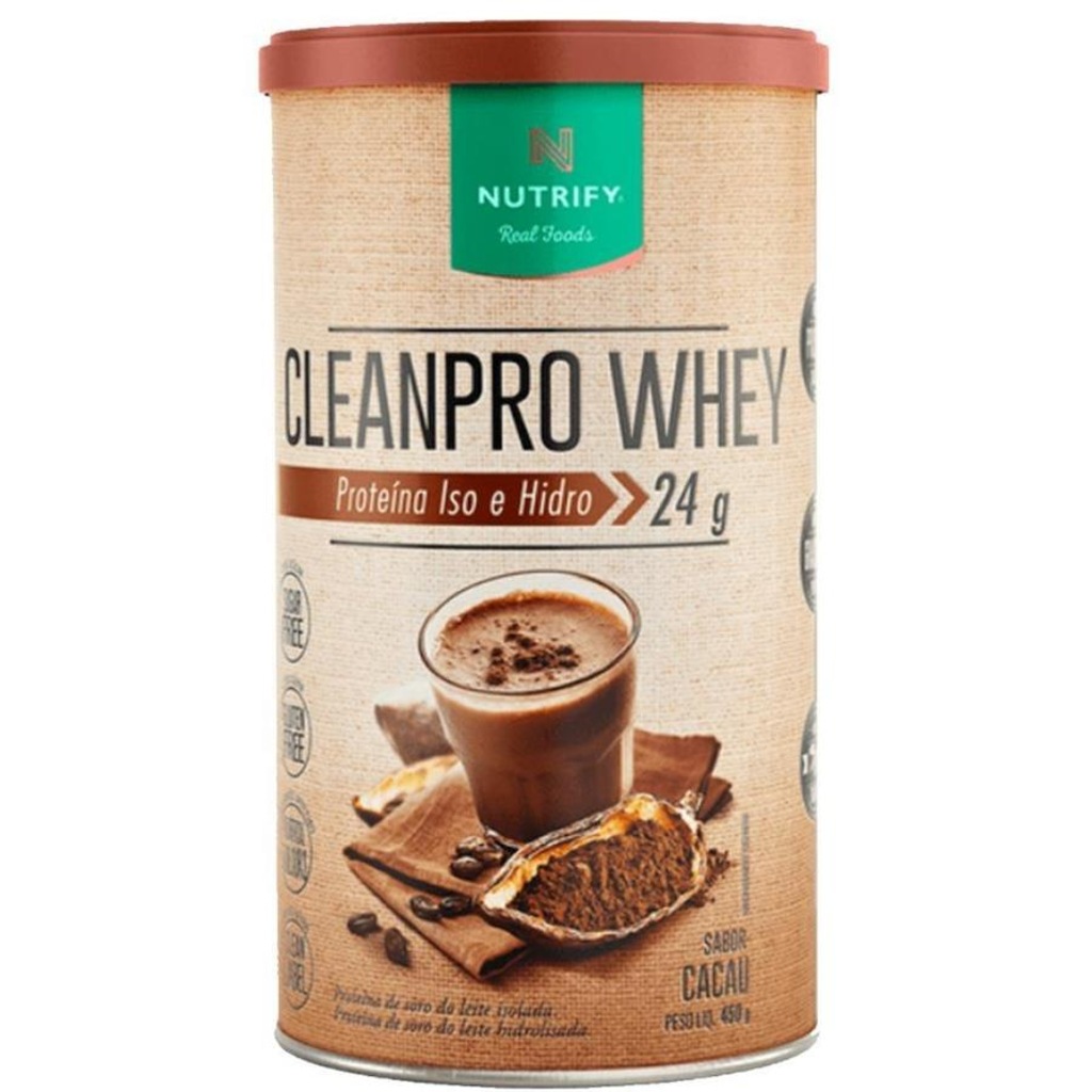 CleanPro Whey Protein Isolado Hidrolisado Clean Label Nutrify - Cacau - 450g - Foto 1