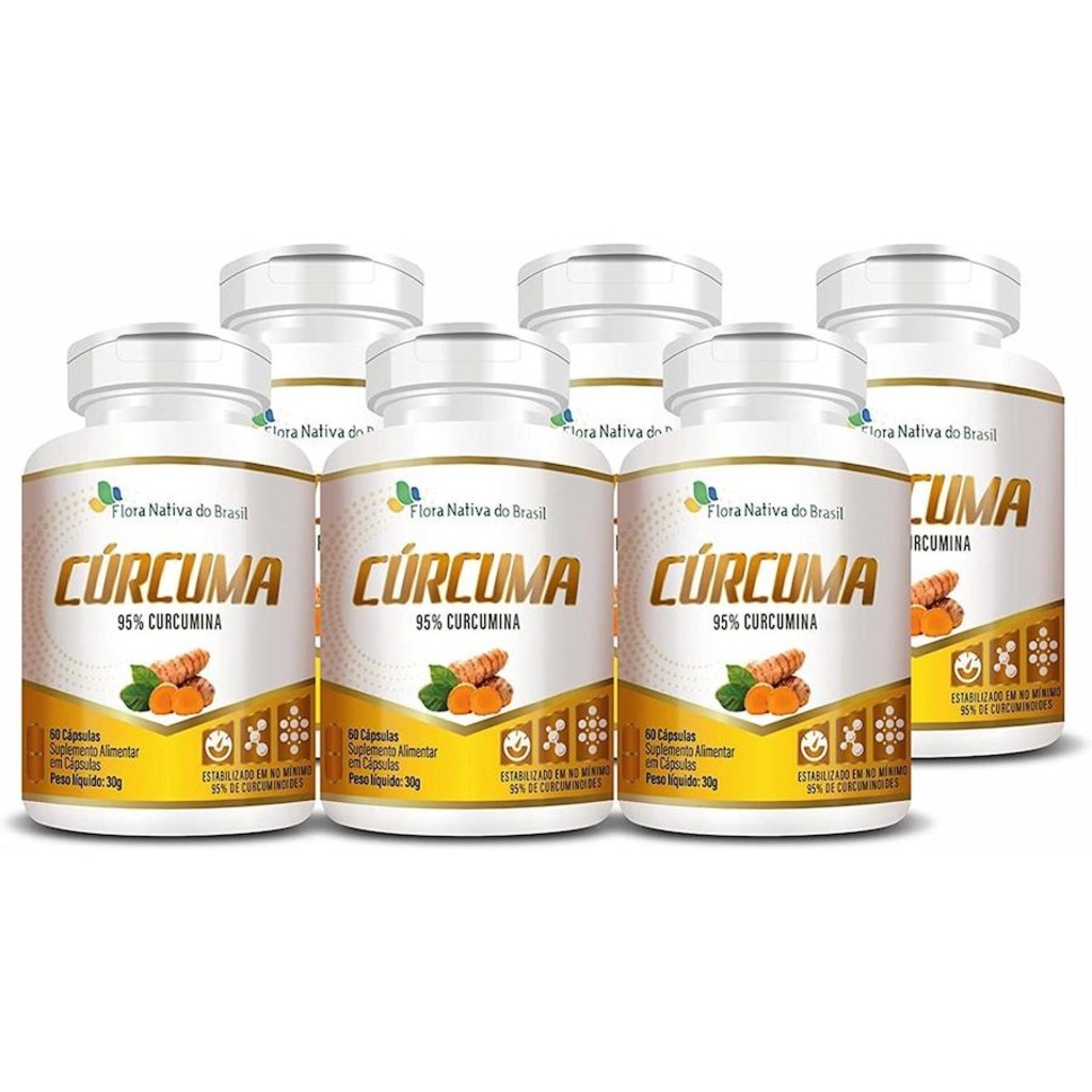 Kit Cúrcuma 95% Curcumina Flora Nativa - 60 Capsulas - 6 Unds - Foto 1