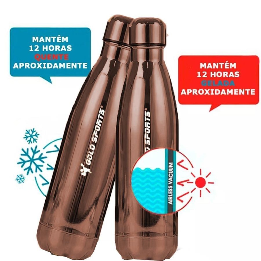Imagem 2 do produto Garrafa Térmica Gold Sports Brass em Aço Inoxidável - 500ml