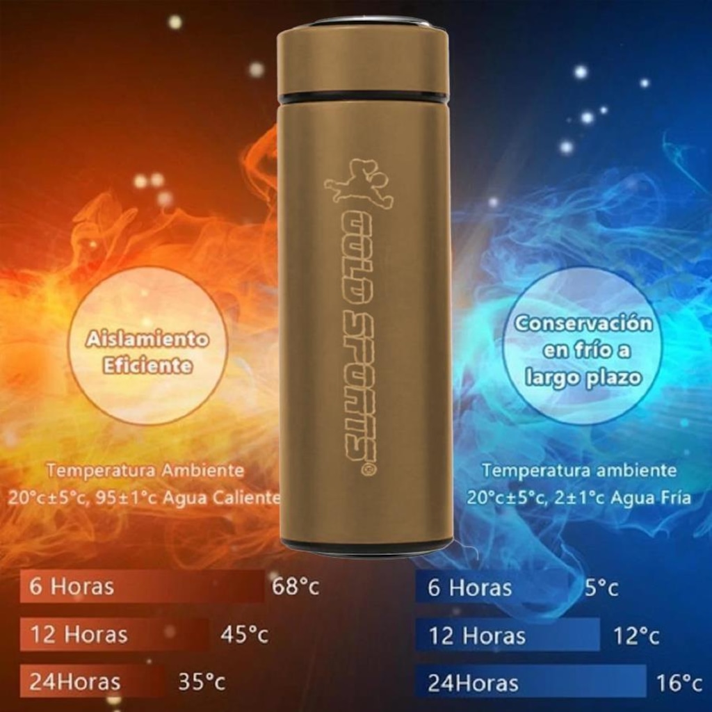 Imagem 4 do produto Garrafa Térmica Gold Sports SmartII com Termômetro Digital Infusor de Chá