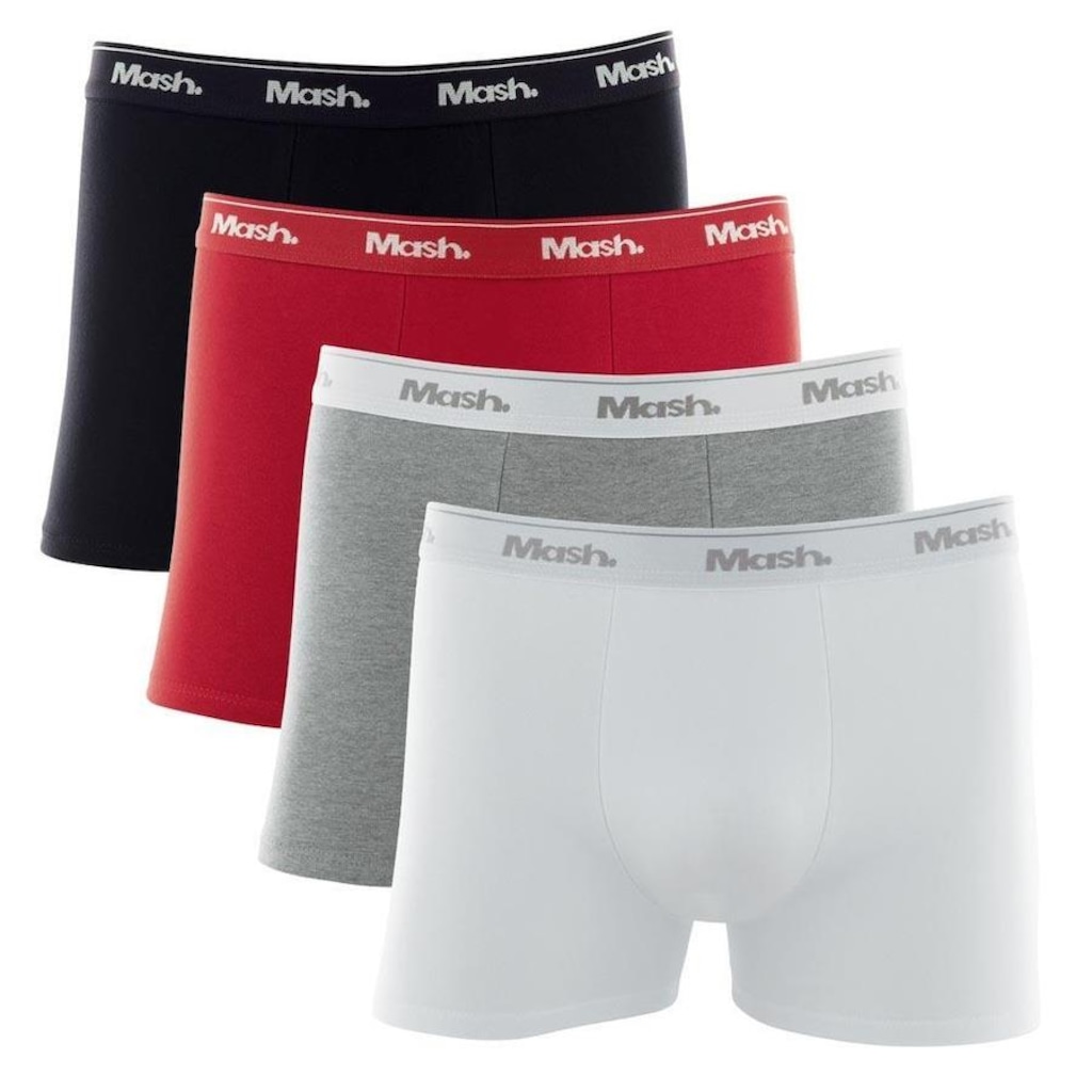 Kit Cueca Boxer Mash Algodão Elástico - 4 Unidades - Masculina