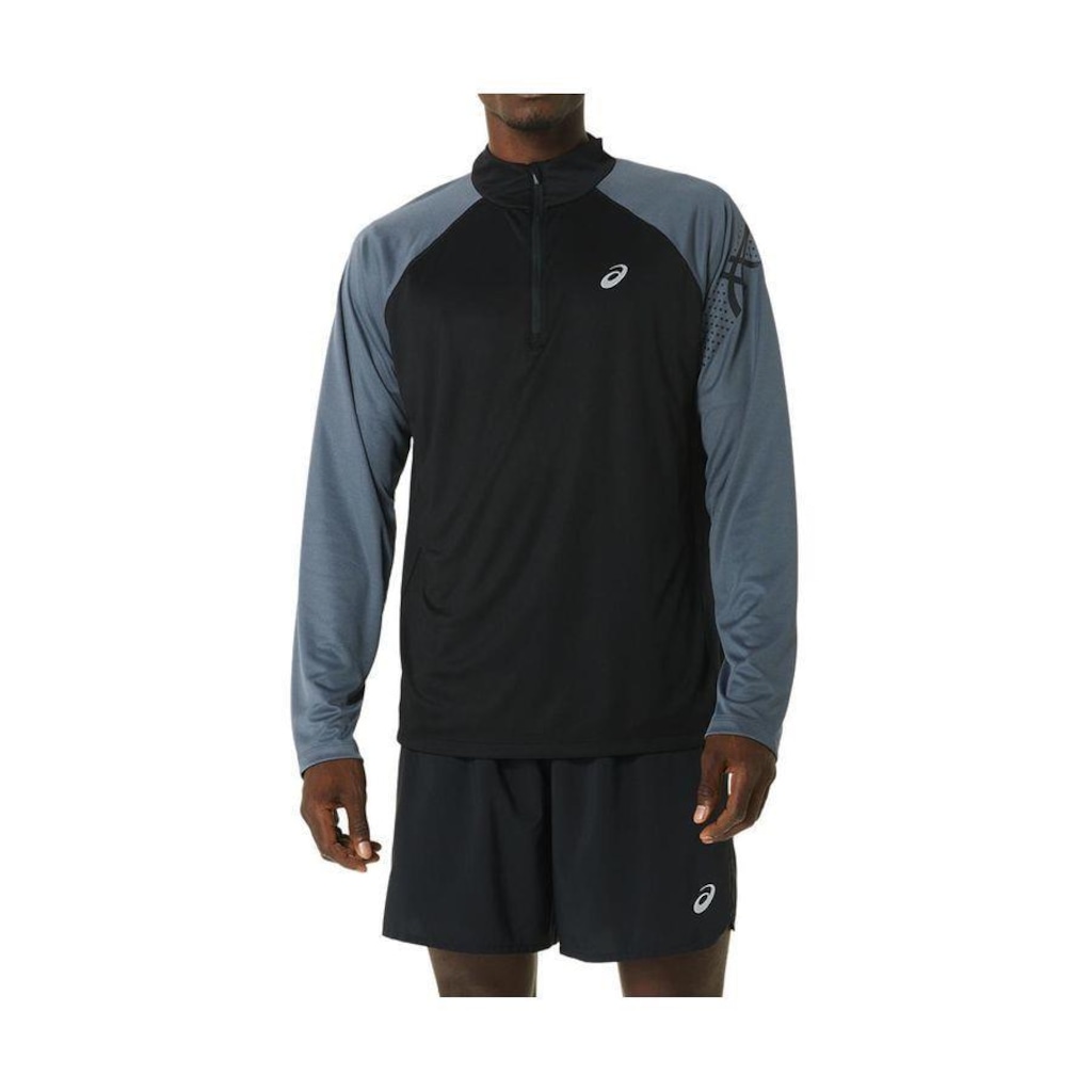 Camiseta de Manga Longa Asics Icon 1/2 Zip - Masculina - Foto 1