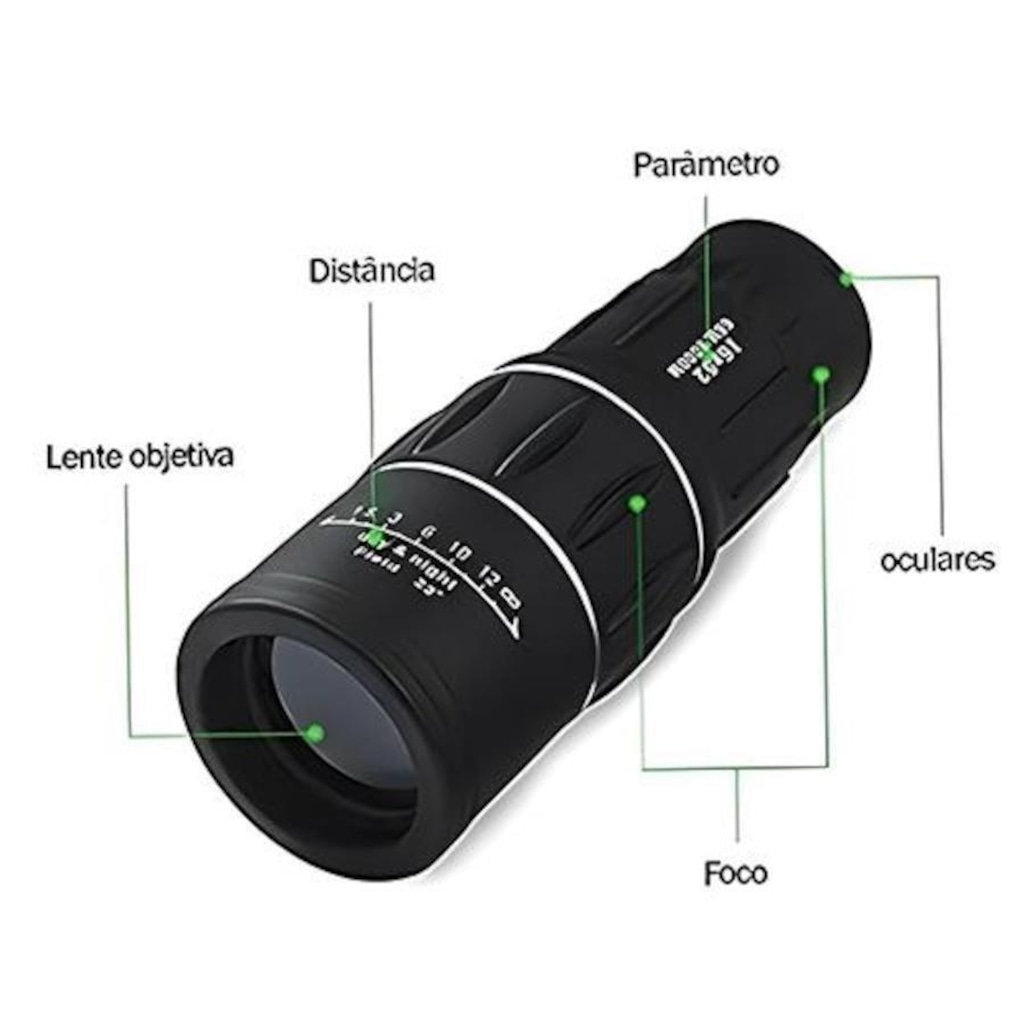 Monóculo Luneta Gold Sports Profissional 8Km 16X52 Tático com Nitidez, Suporte de Celular Etripe