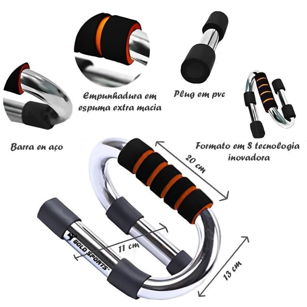 Imagem 3 do produto Apoio para Flexão Gold Sports Power Ii - Par