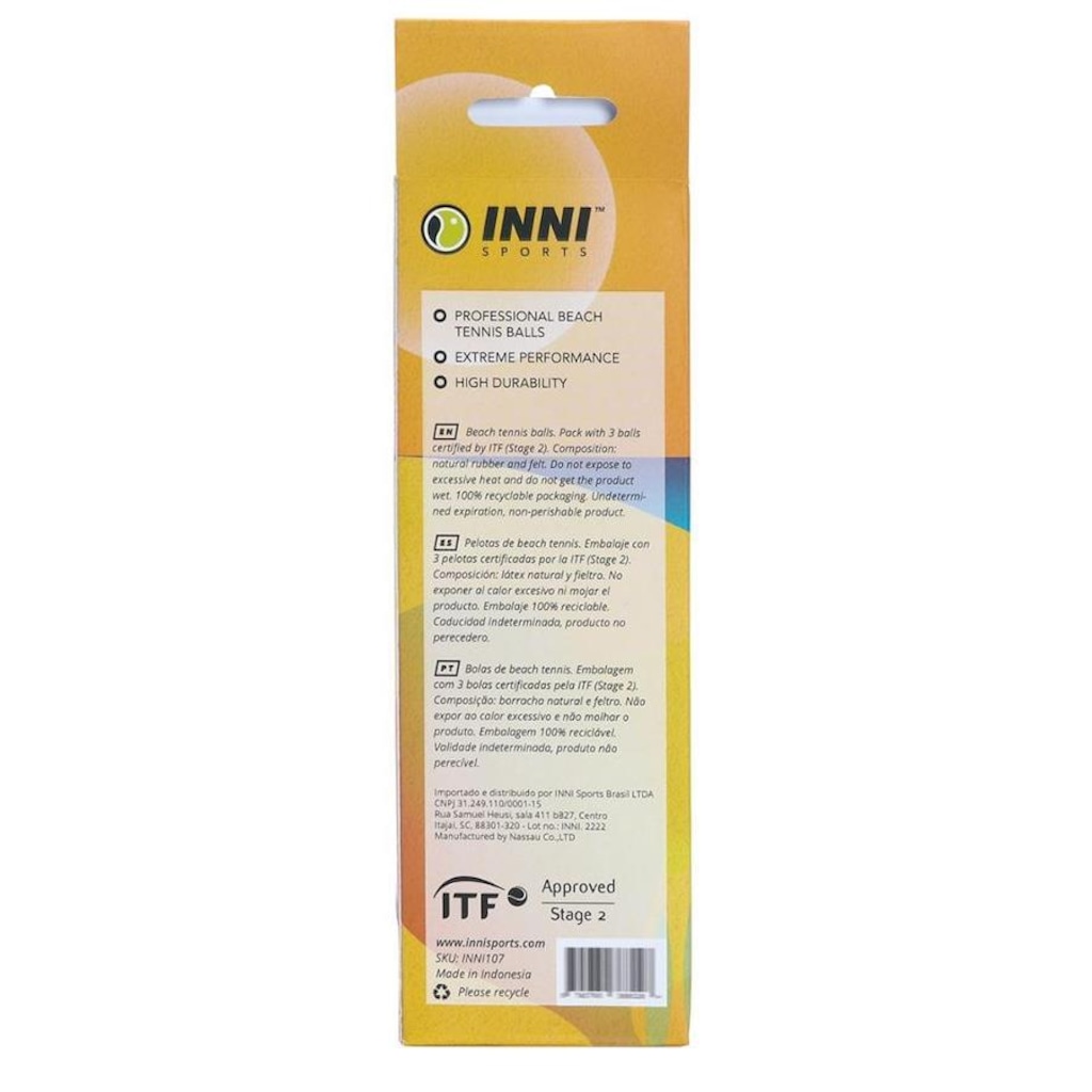 Imagem 3 do produto Tubo de Bolas de Beach Tennis Inni Beach Pro com 3 unidades