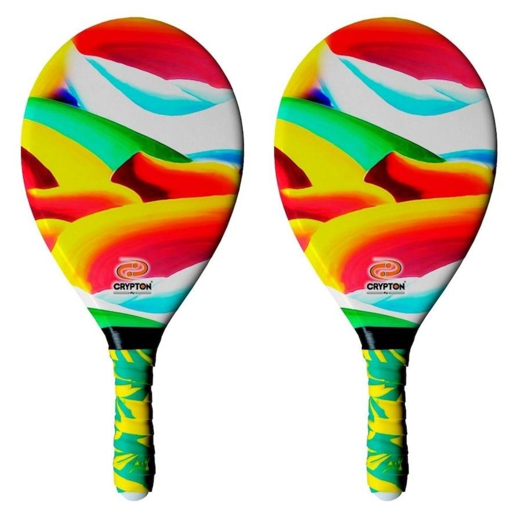 Raquete de Frescobol Crypton Fibra de Vidro Premium - 2 Unidades - Foto 1