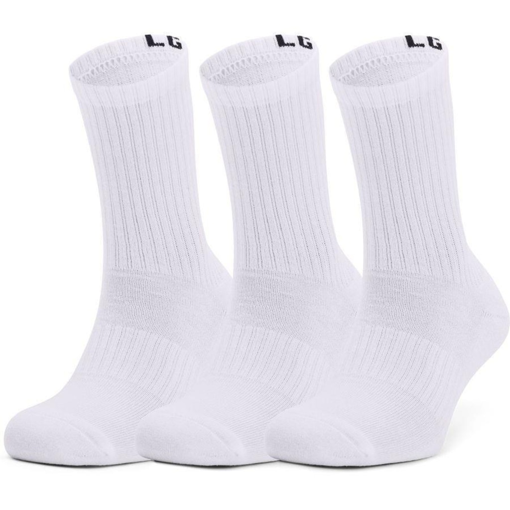 Kit Meias Under Armour Core Cotton Cano Alto - 3 Pares - Unissex - Foto 1