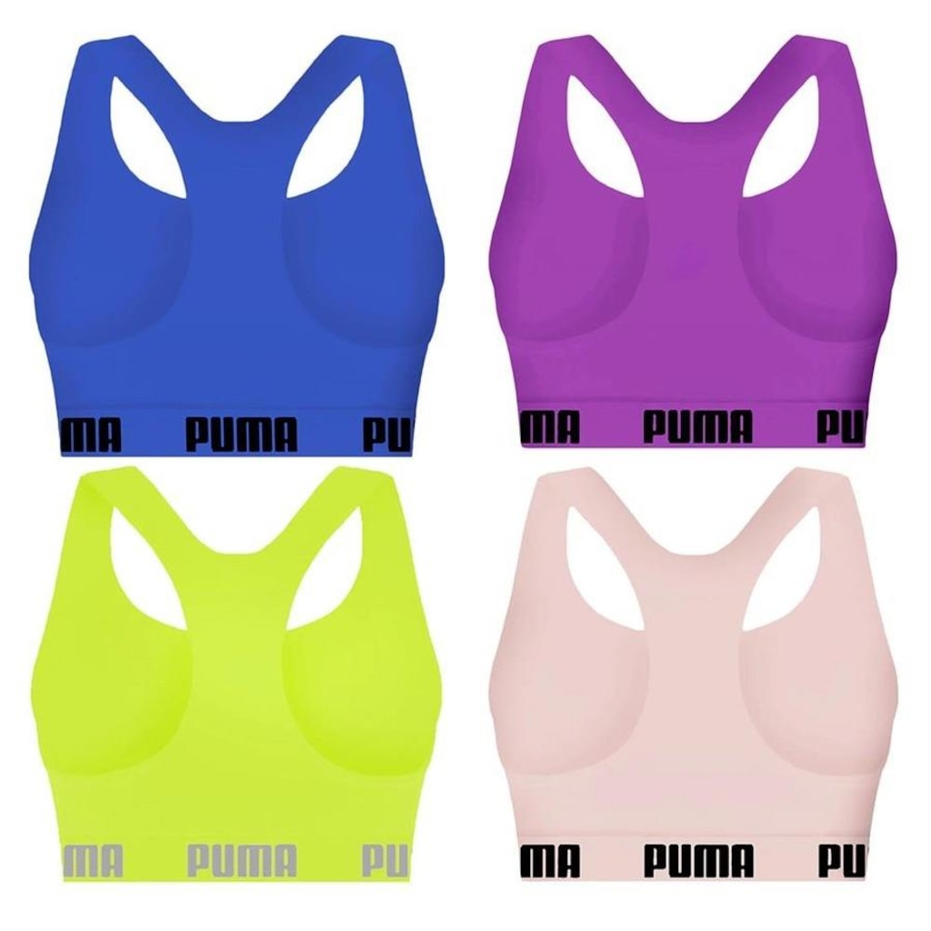 Imagem 2 do produto Kit Top Fitness Puma Nadador sem Costura - Feminino - 4 unidades