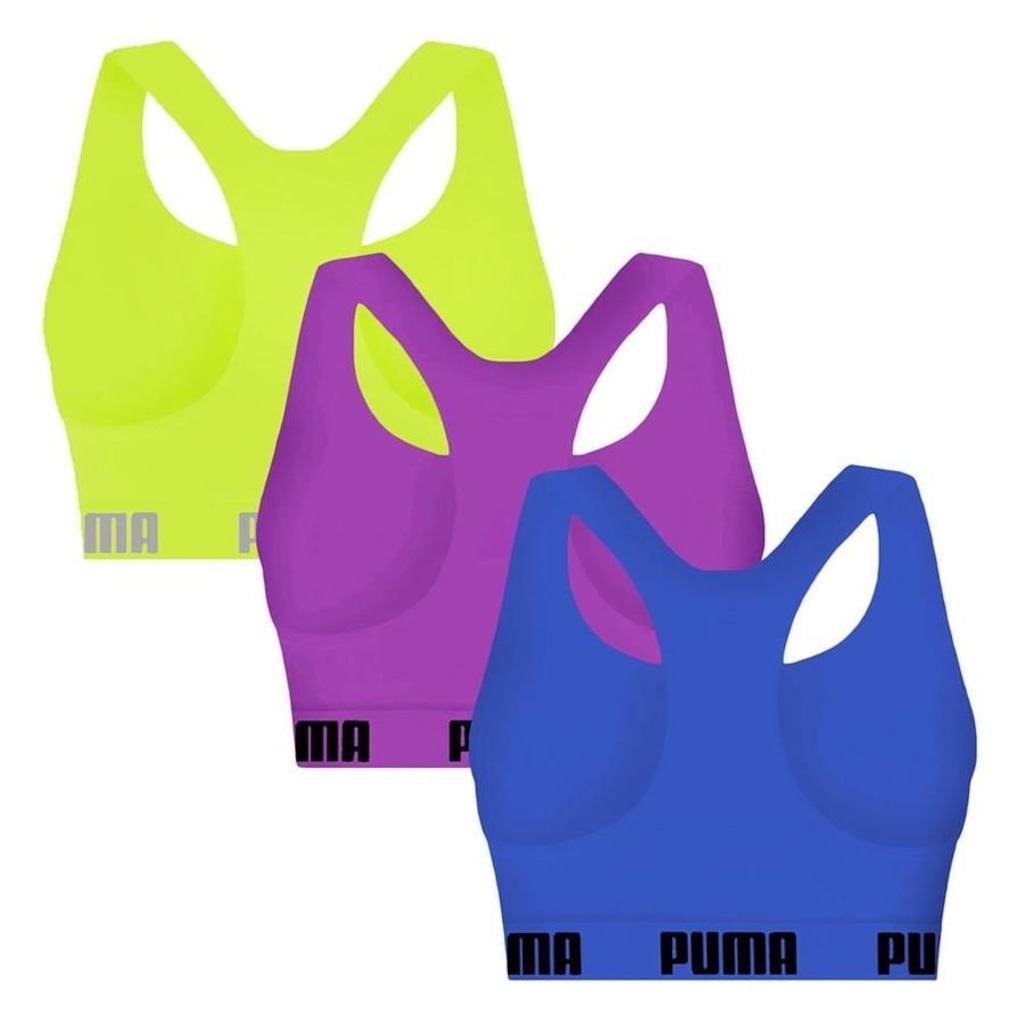Imagem 2 do produto Kit Top Puma Nadador Sem Costura - Feminino - 3 Unidades