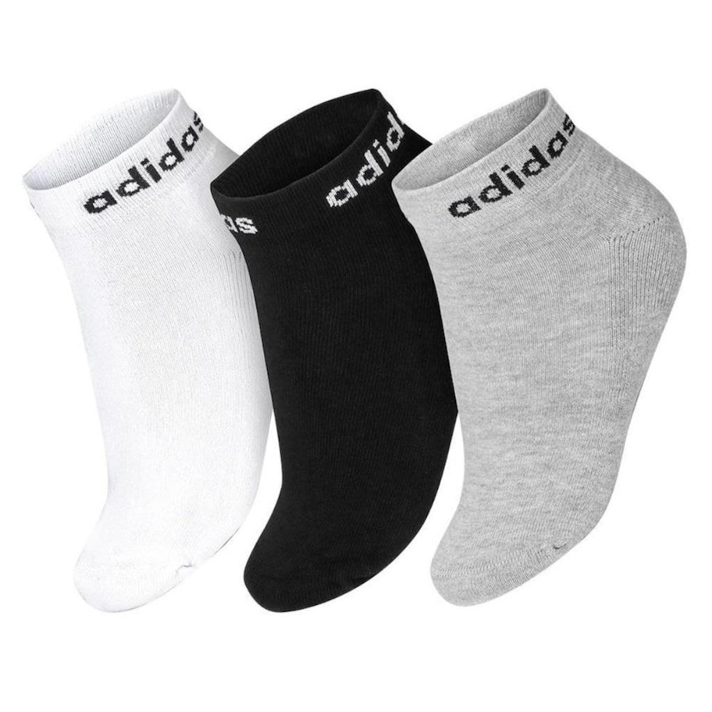 Kit de Meias Sapatilha adidas Logo Linear Ankle Com 3 Pares - Adulto