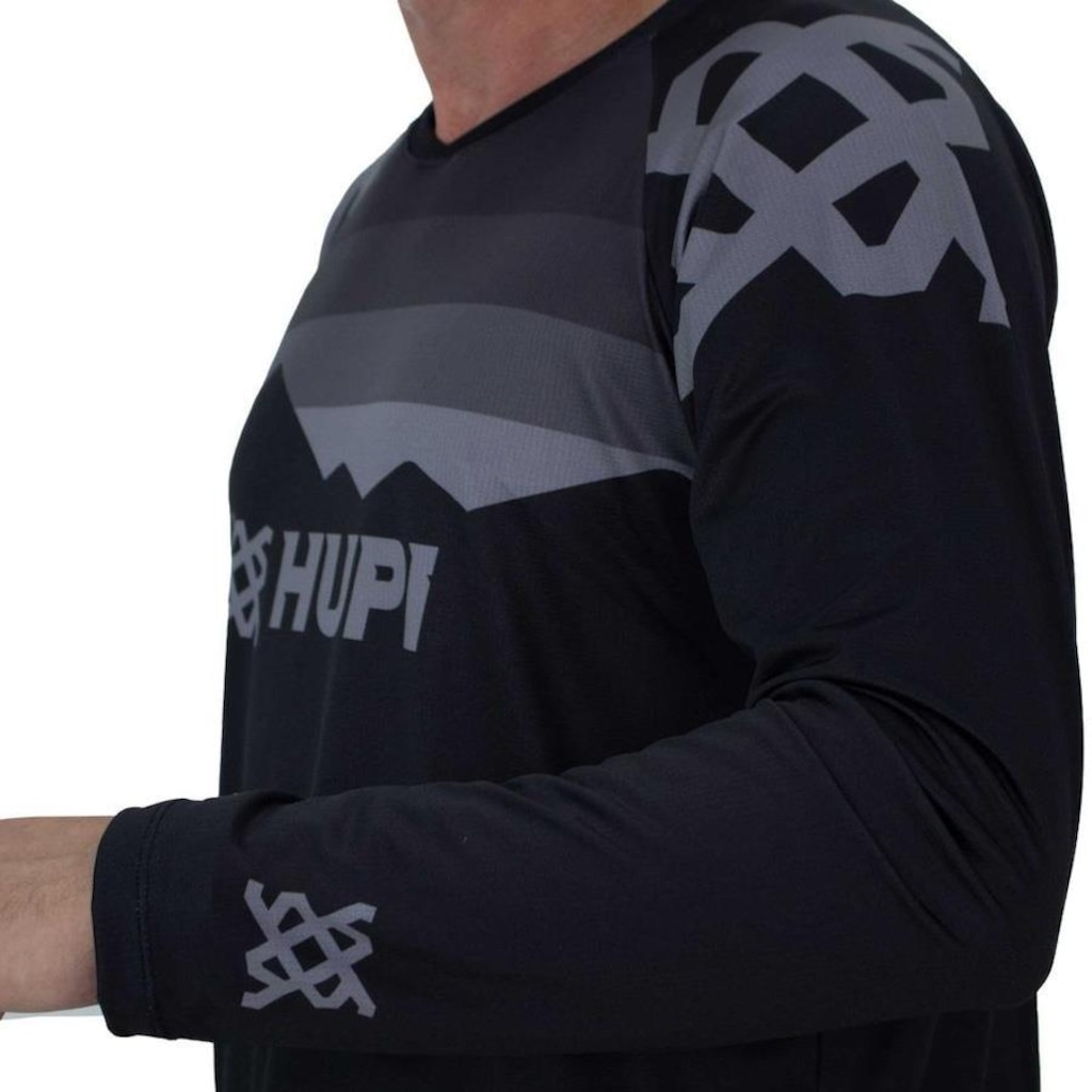 Imagem 3 do produto Camisa de Ciclismo HUPI Manga Longa New Shadow All Black - Unissex
