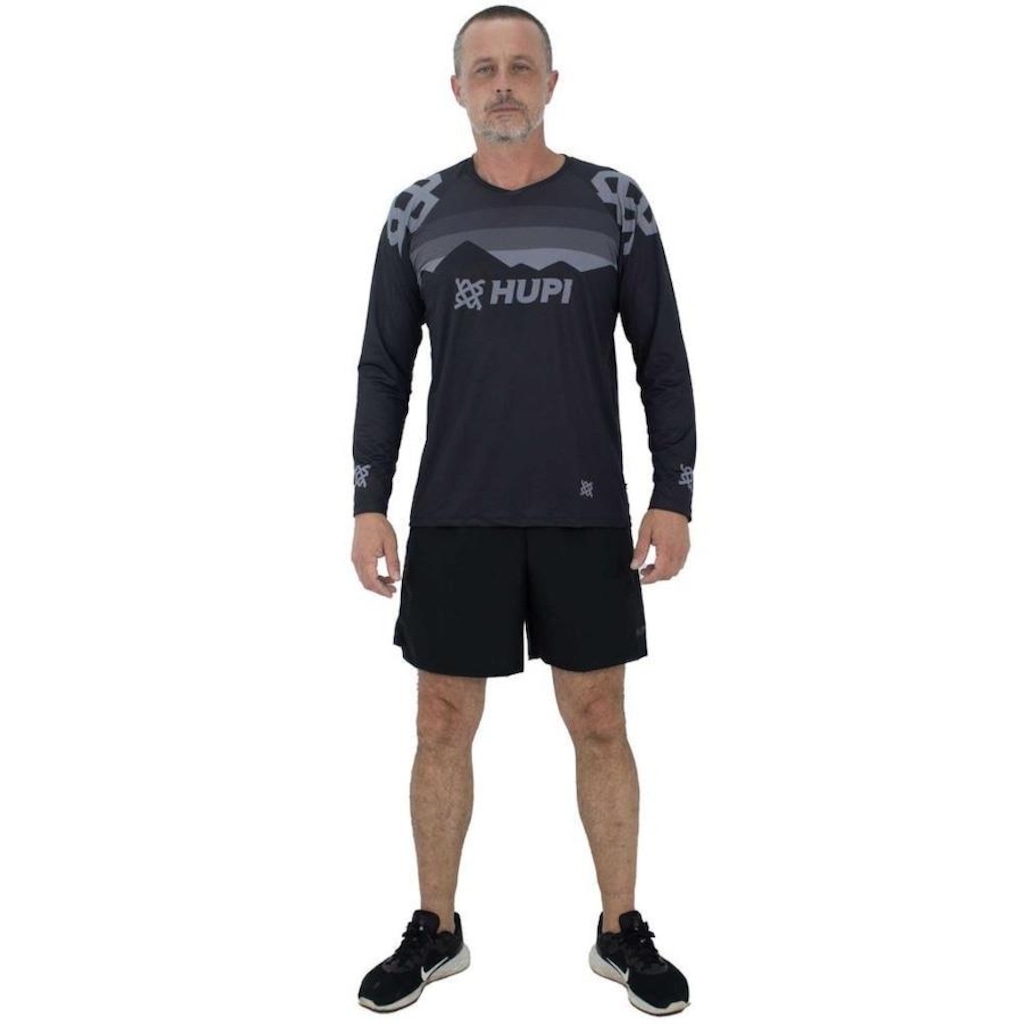 Imagem 4 do produto Camisa de Ciclismo HUPI Manga Longa New Shadow All Black - Unissex