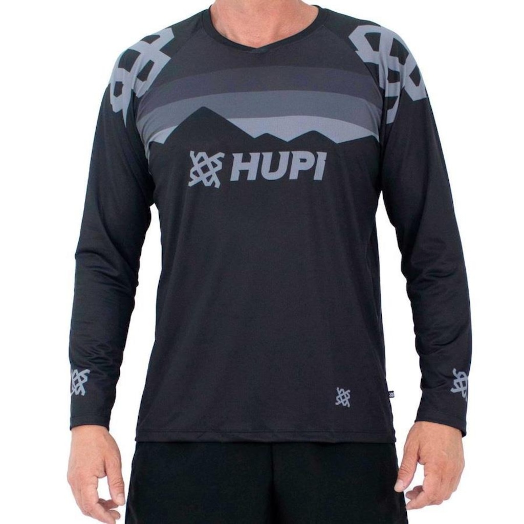 Camisa de Ciclismo HUPI Manga Longa New Shadow All Black - Unissex