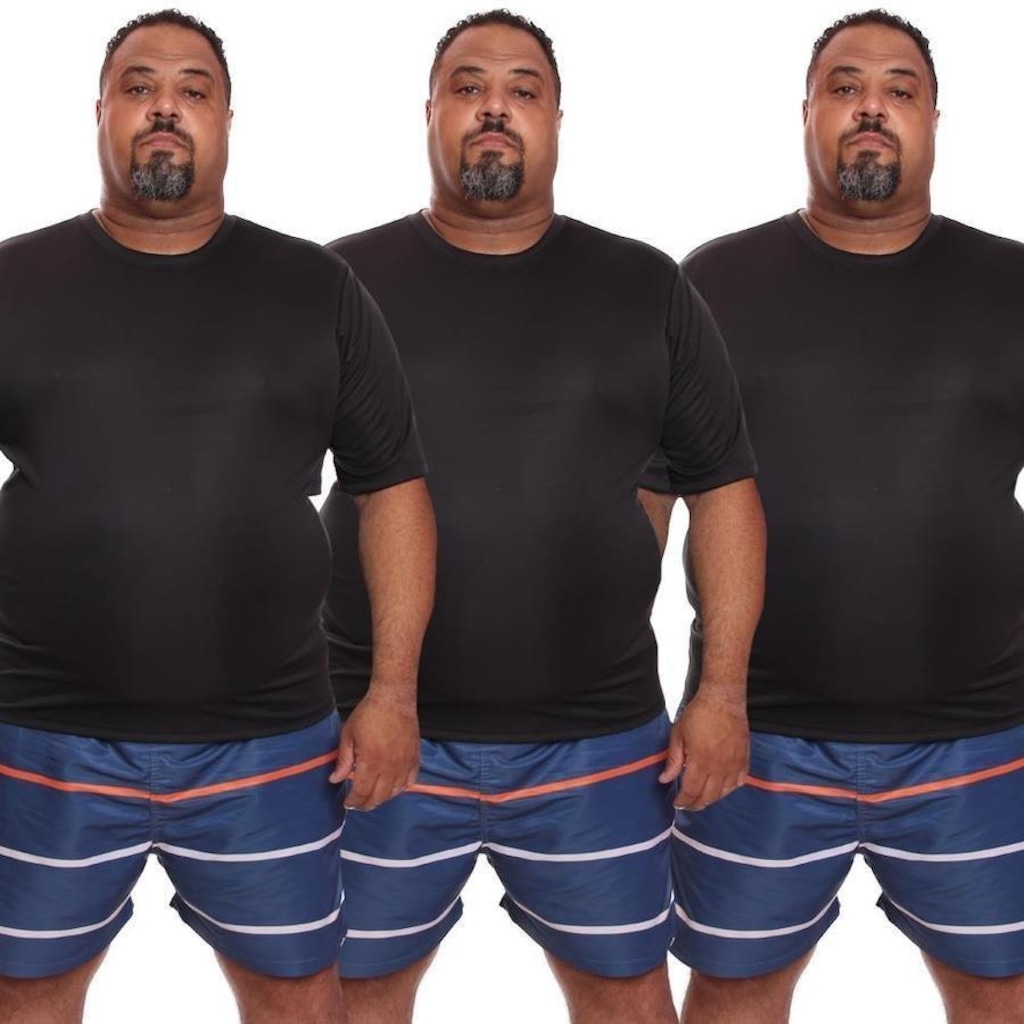 Kit de Camisas Térmica Dellas Fit Dry Fit Plus Size com Proteção Solar Uv - 3 Unidades - Masculina