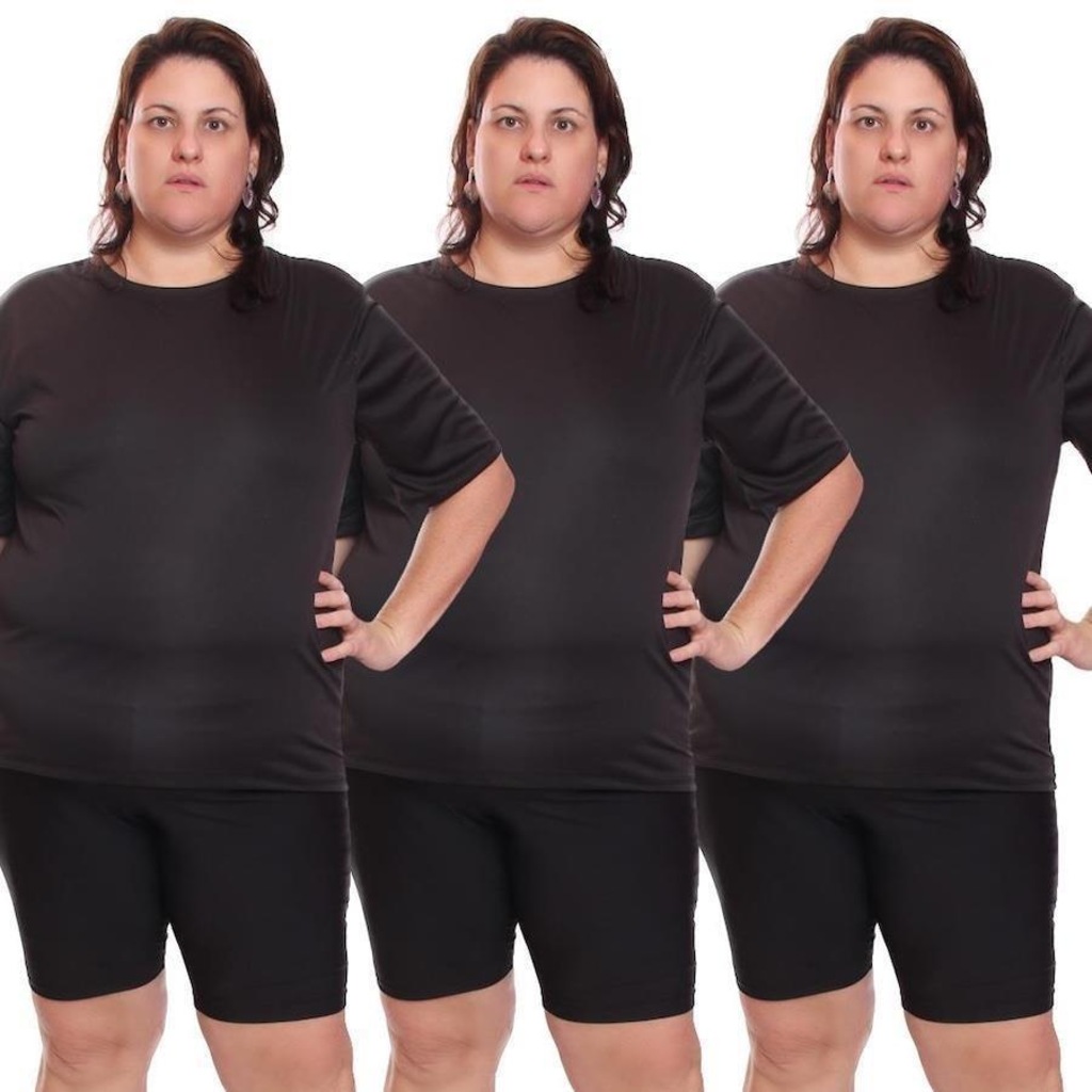 Imagem 4 do produto Kit de Camisas Térmica Dellas Fit Dry Fit Plus Size com Proteção Solar Uv - 3 Unidades - Feminina