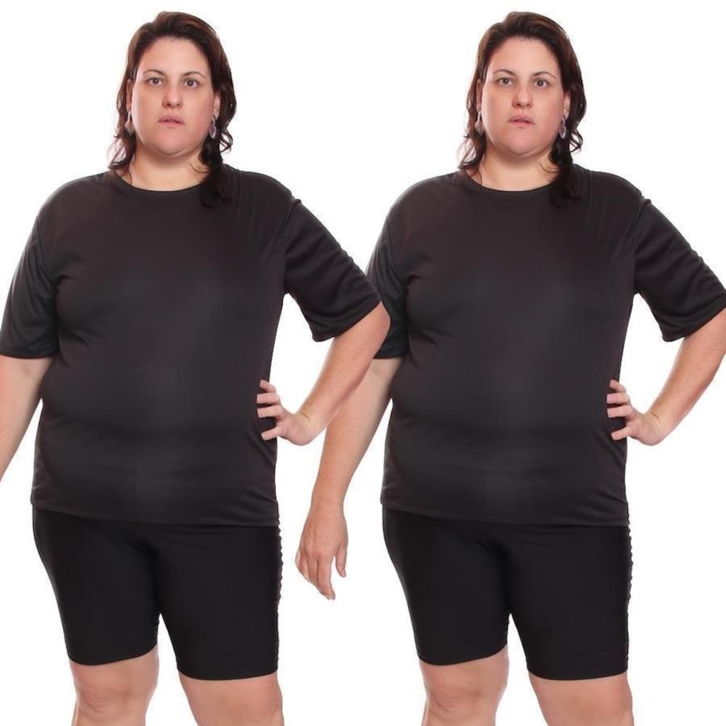 Imagem 2 do produto Kit de Camisas Térmica Dellas Fit Dry Fit Plus Size com Proteção Solar Uv - 2 Unidades - Feminina