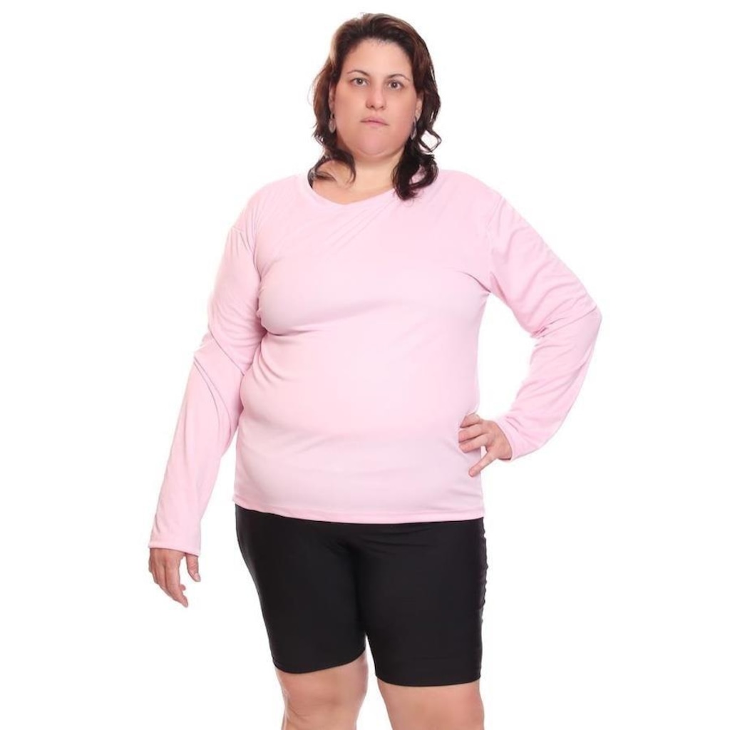 Camisa Térmica Dellas Fit Dry Fit Plus Size Manga Longa com Proteção Solar Uv - Feminina