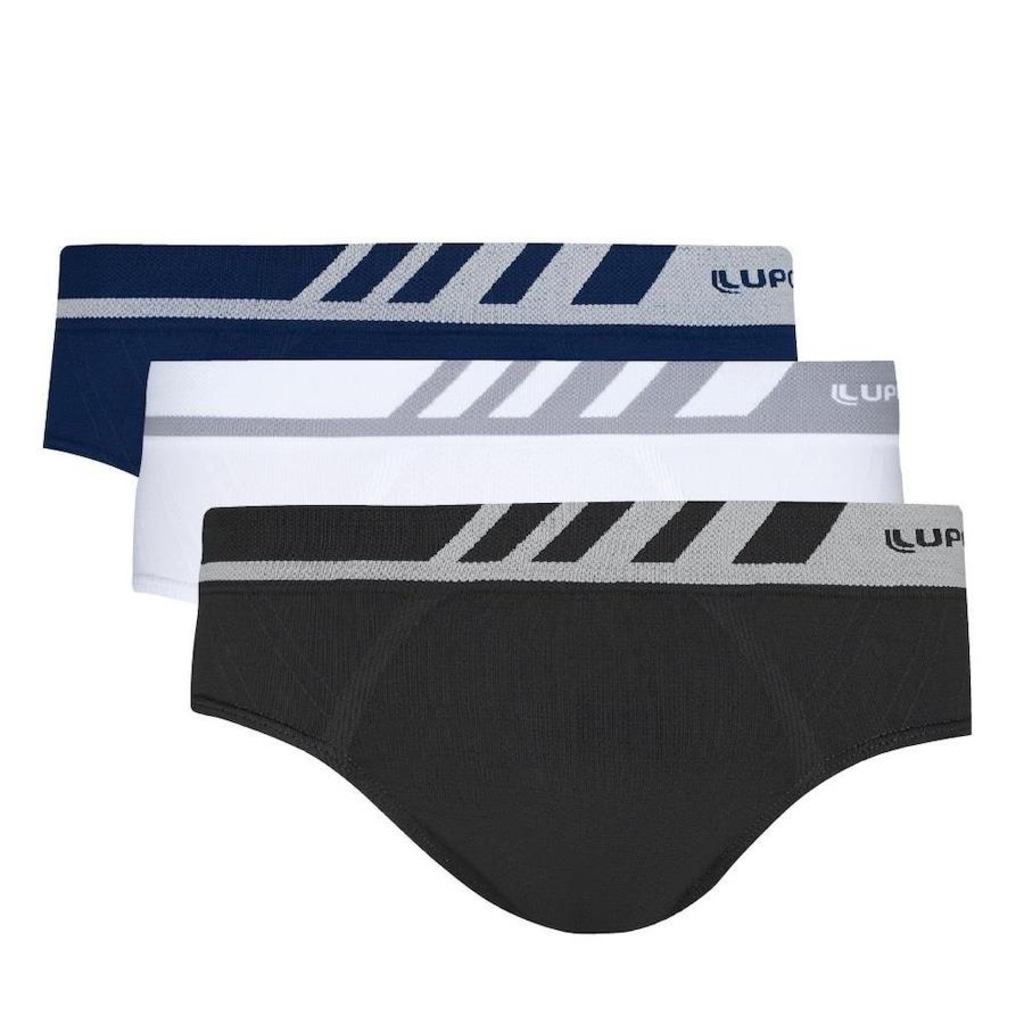 Cueca Slip Lupo Microfibra sem Costura - 3 Unidades - Adulto - Foto 1