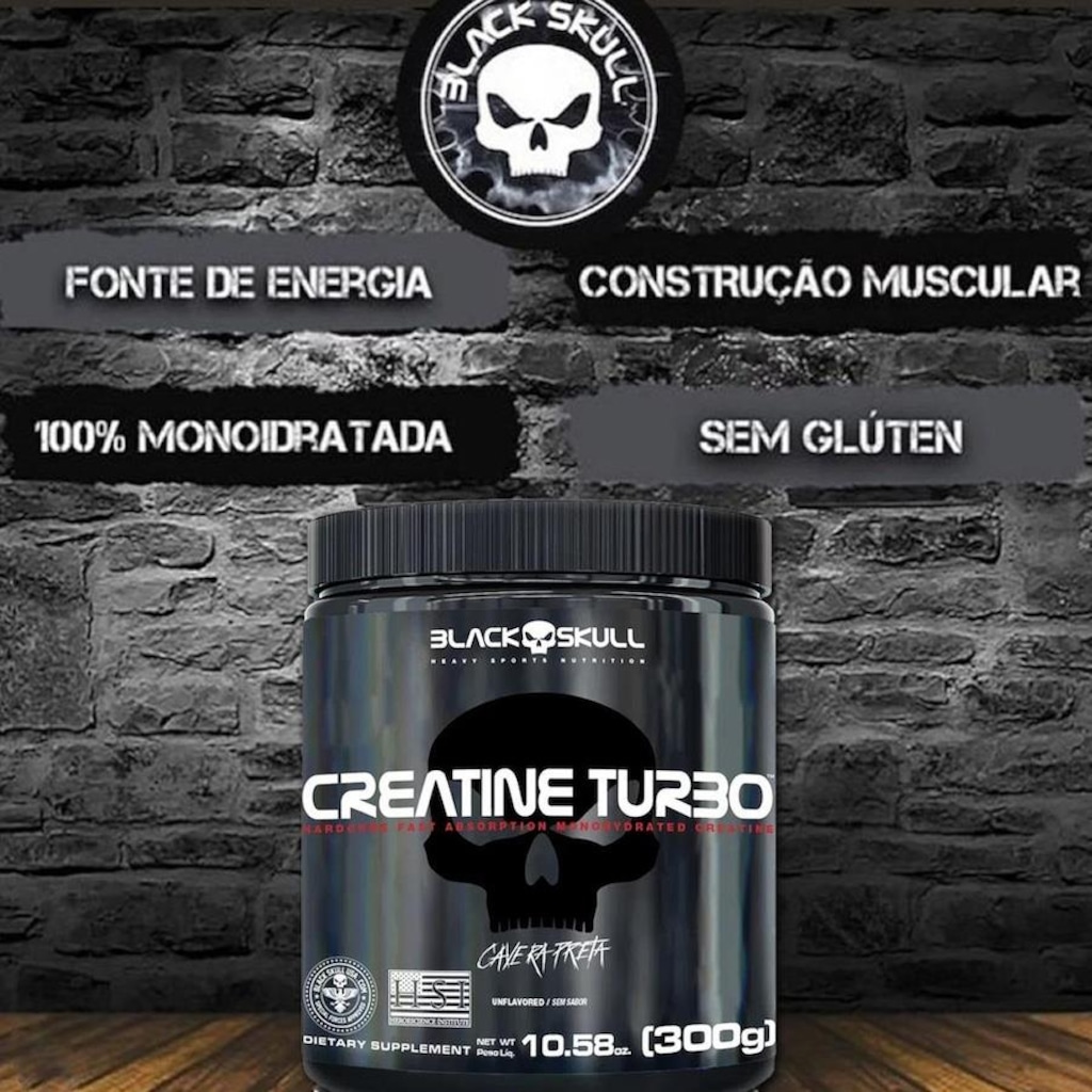 Creatina Monohidratada Black Skull Turbo - 300g - Foto 3