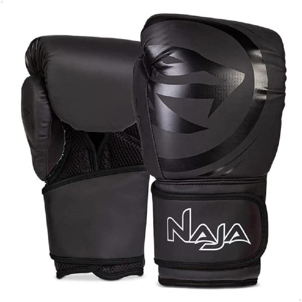 Imagem 3 do produto Kit de Boxe Naja: Bandagem + Protetor Bucal + Luvas de Boxe Black - 10 OZ - Adulto