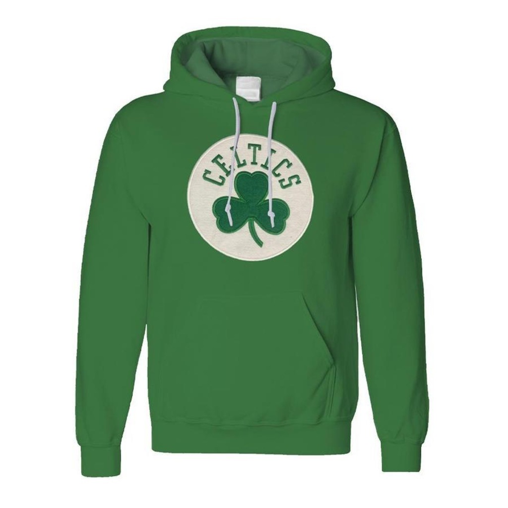 Blusão de Moletom com Capuz Nba Canguru Boston Celtics Feltro Logo - Masculino - Foto 1