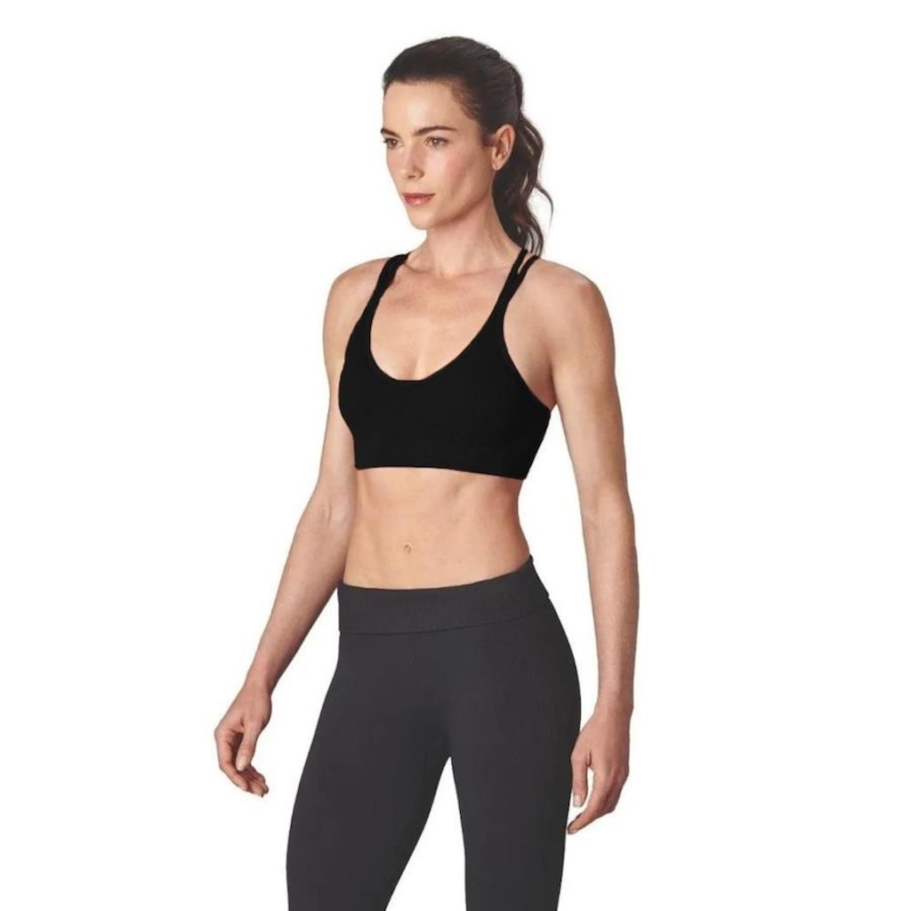 Top Fitness com Bojo Lupo AF LS Canelado - Feminino