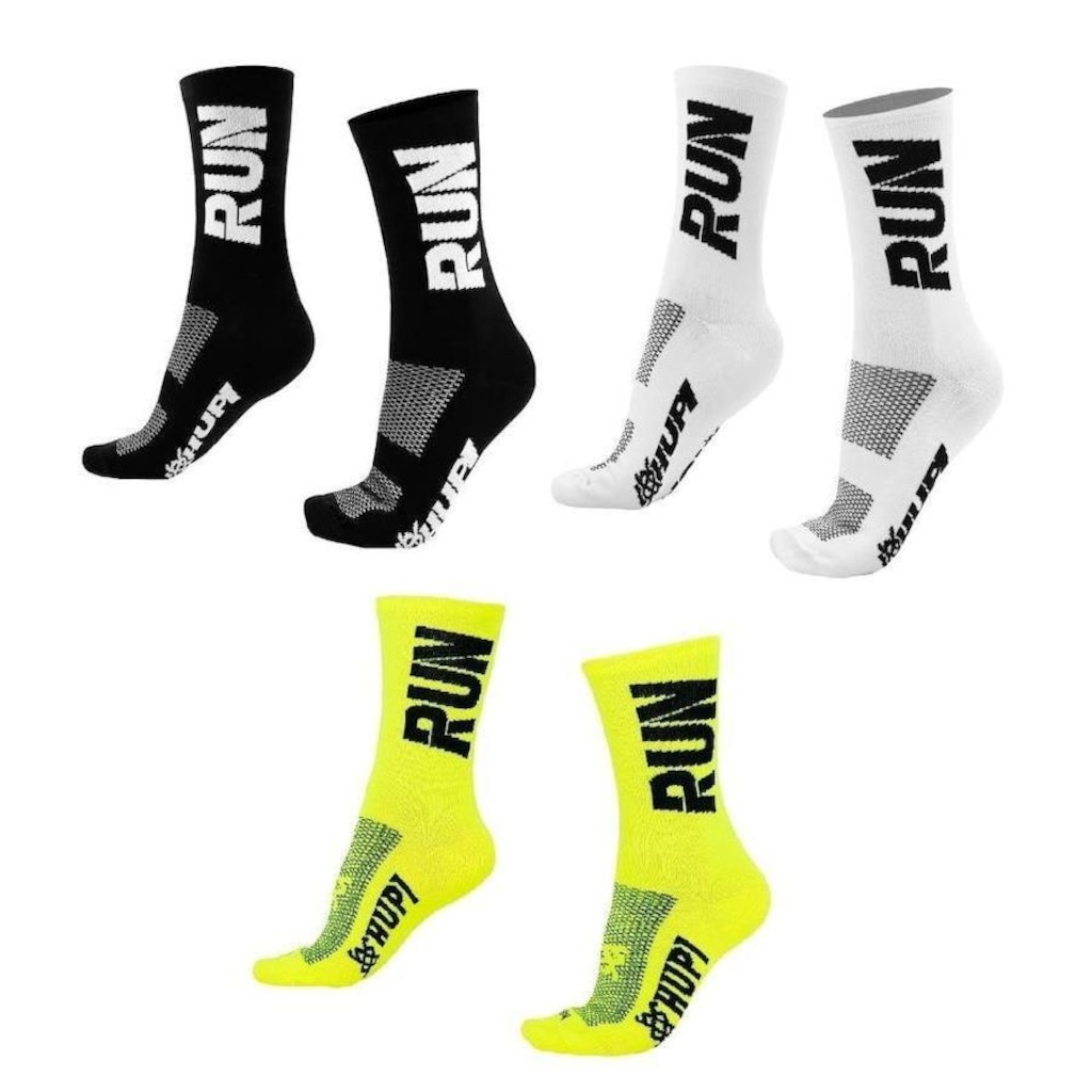 Imagem 2 do produto Kit Meias Cano Médio HUPI Corrida Run - 3 Pares - Unissex