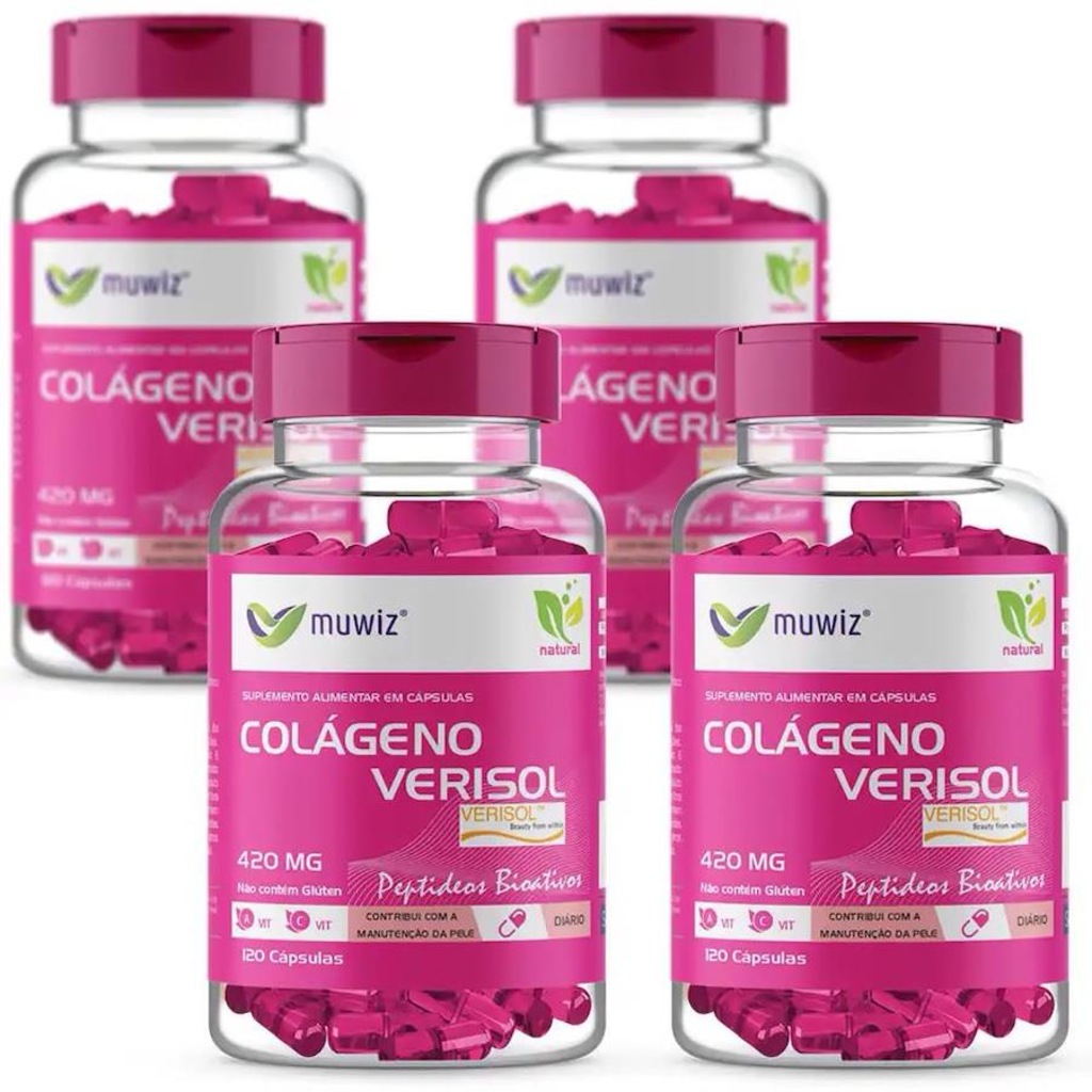 Kit Colageno Verisol Muwiz 420mg 120 cápsulas - 4 unidades - Foto 1
