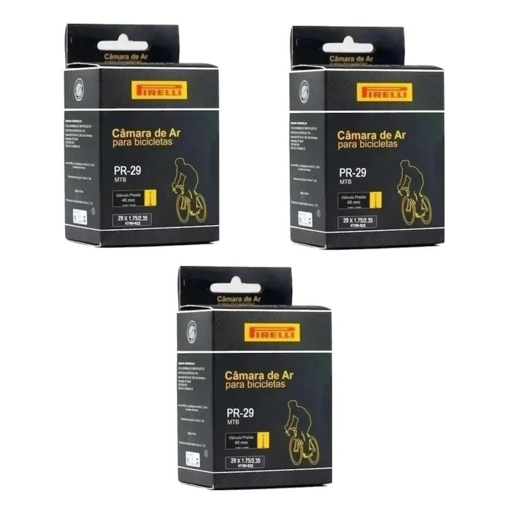 Kit Câmara de Ar 29 x 1.75/2.35 Pirelli MTB Bico Fino 48 mm - 3 unidades